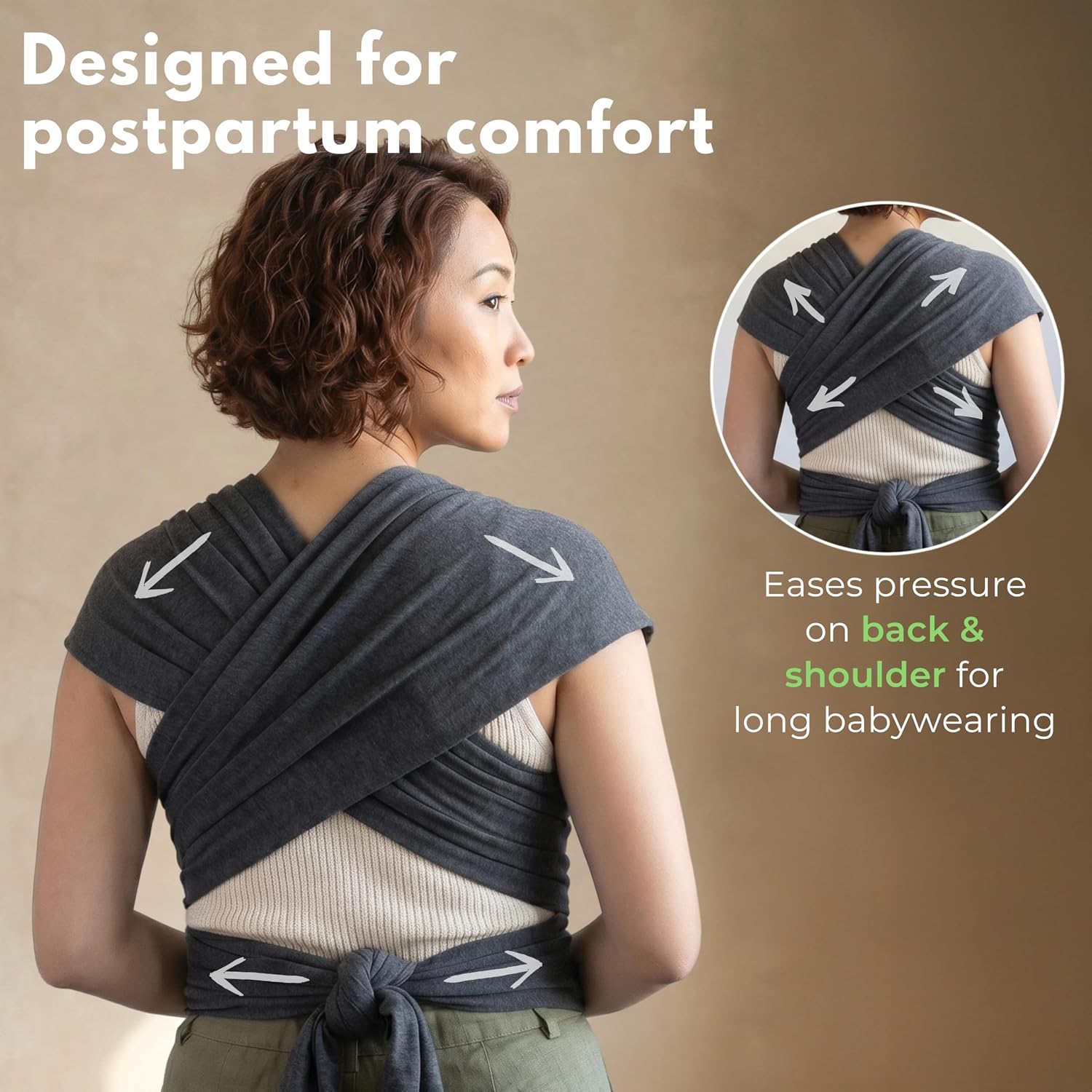 Thumbnail 4 de ELDOMA Dark Grey Baby Wrap Carrier for Newborns