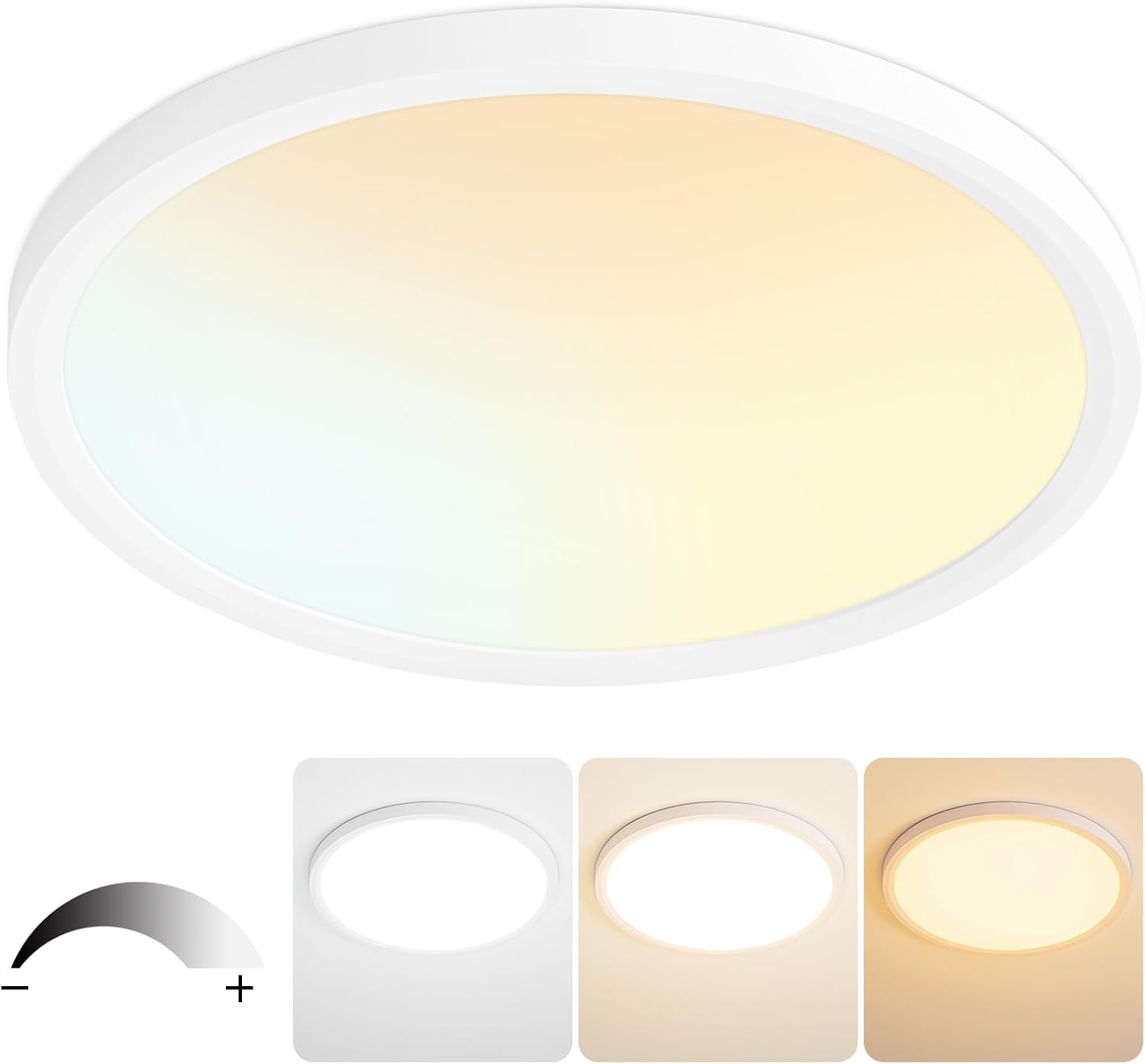 Detalle de KIWIVIC LT0113-BMGT 16-Inch Flush-Mount LED Ceiling Light, Dimmable