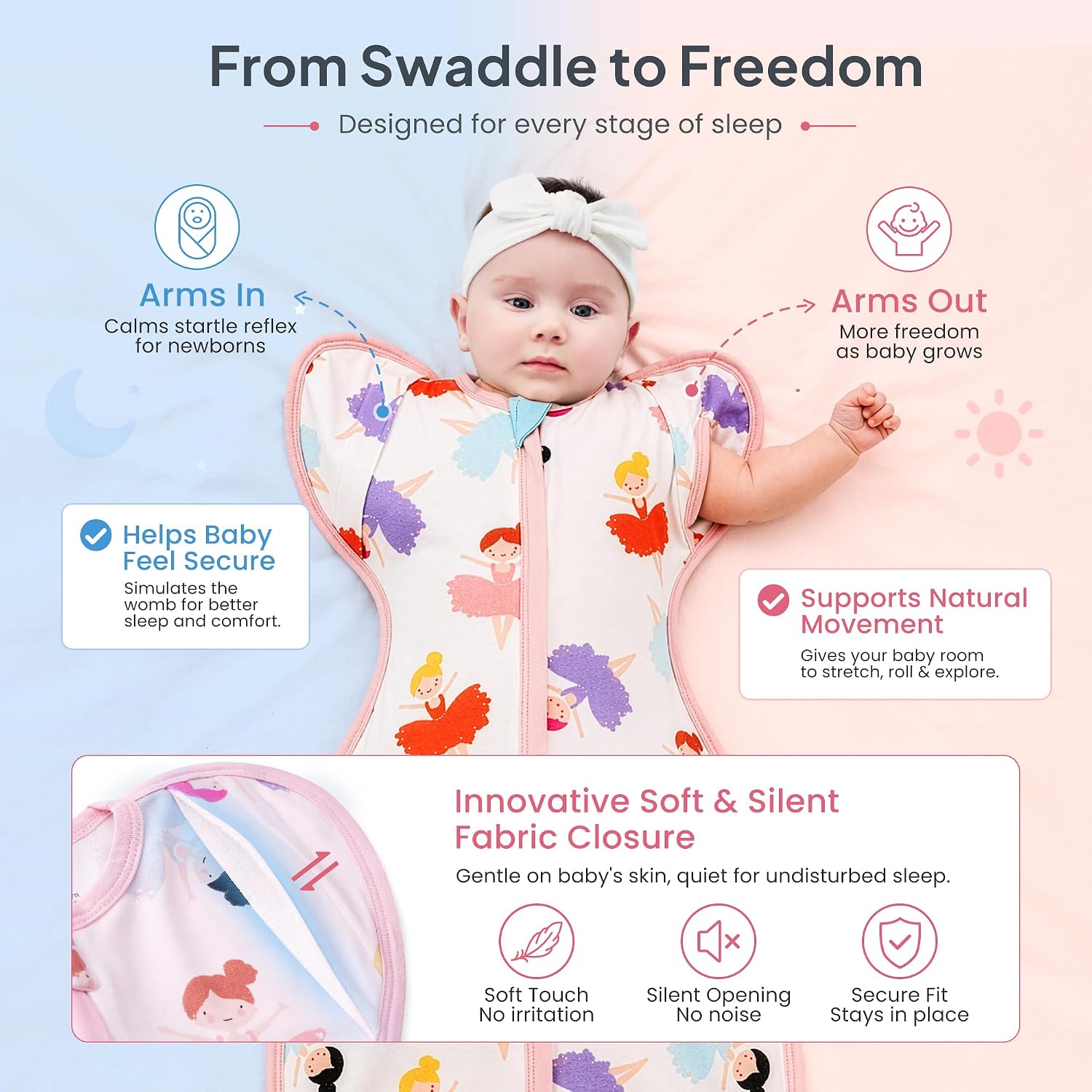 Detalle 1 de i-baby Baby Swaddle Sleep Sack, 0.5 TOG