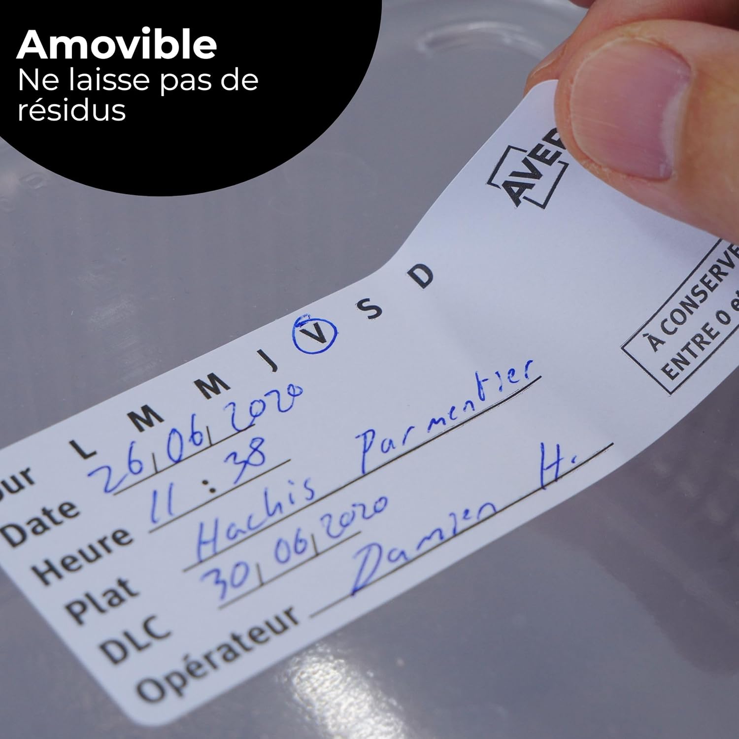 Thumbnail 6 de Avery – 300 Étiquettes Blanches Amovibles en Rouleau Pré-imprimées 98 x 40 mm pour DLC et Traçabilité Alimentaire