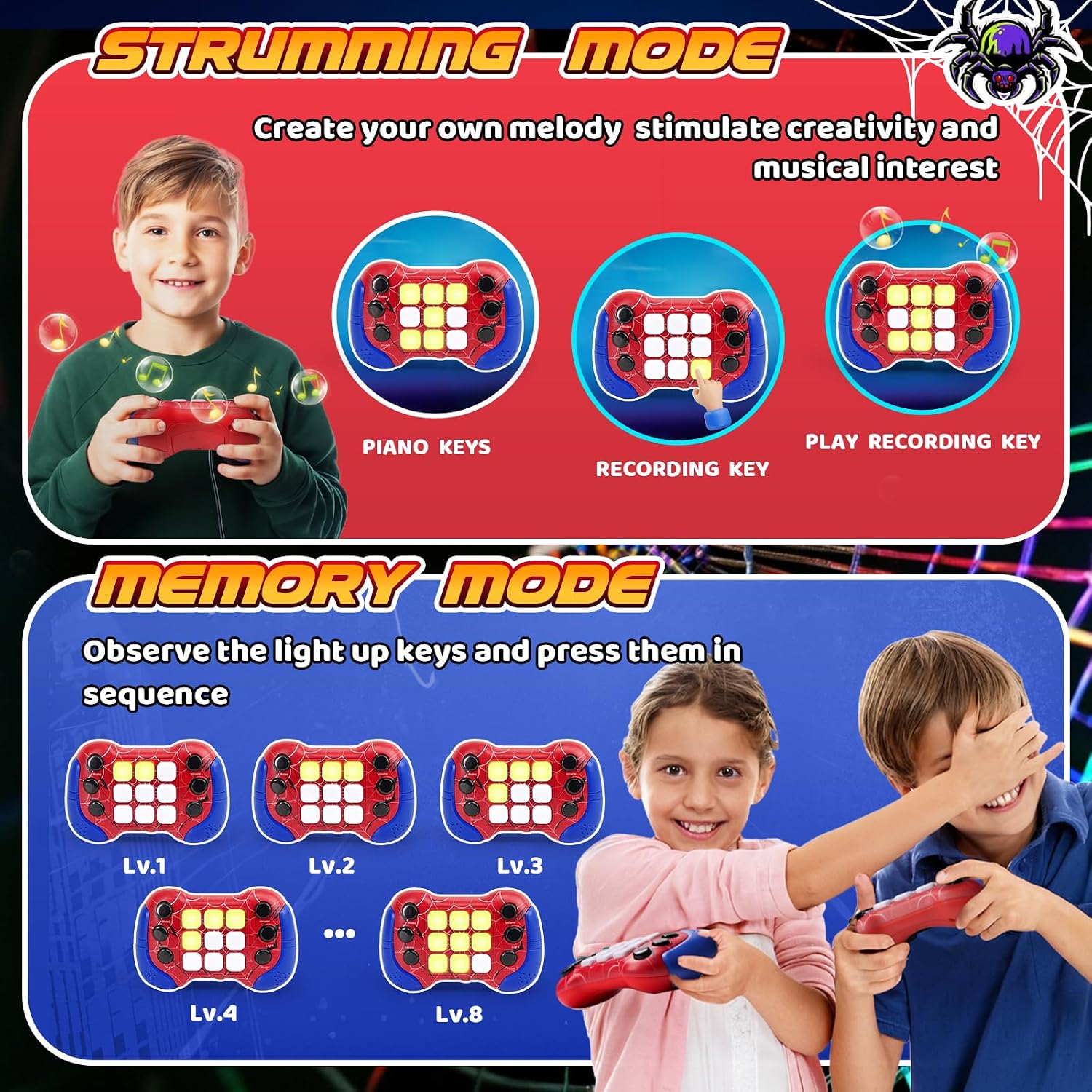 Detalle de Spider Push Pop Fidget Toy for Ages 6–9