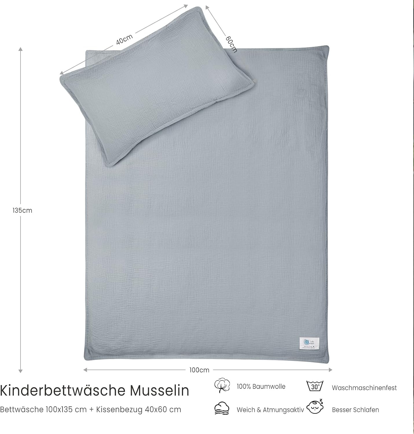 Detalle de lulumoon Kinderbettwäsche 100x135 cm mit Kissenbezug 40x60 cm (Baumwolle, Oeko-TEX Standard)