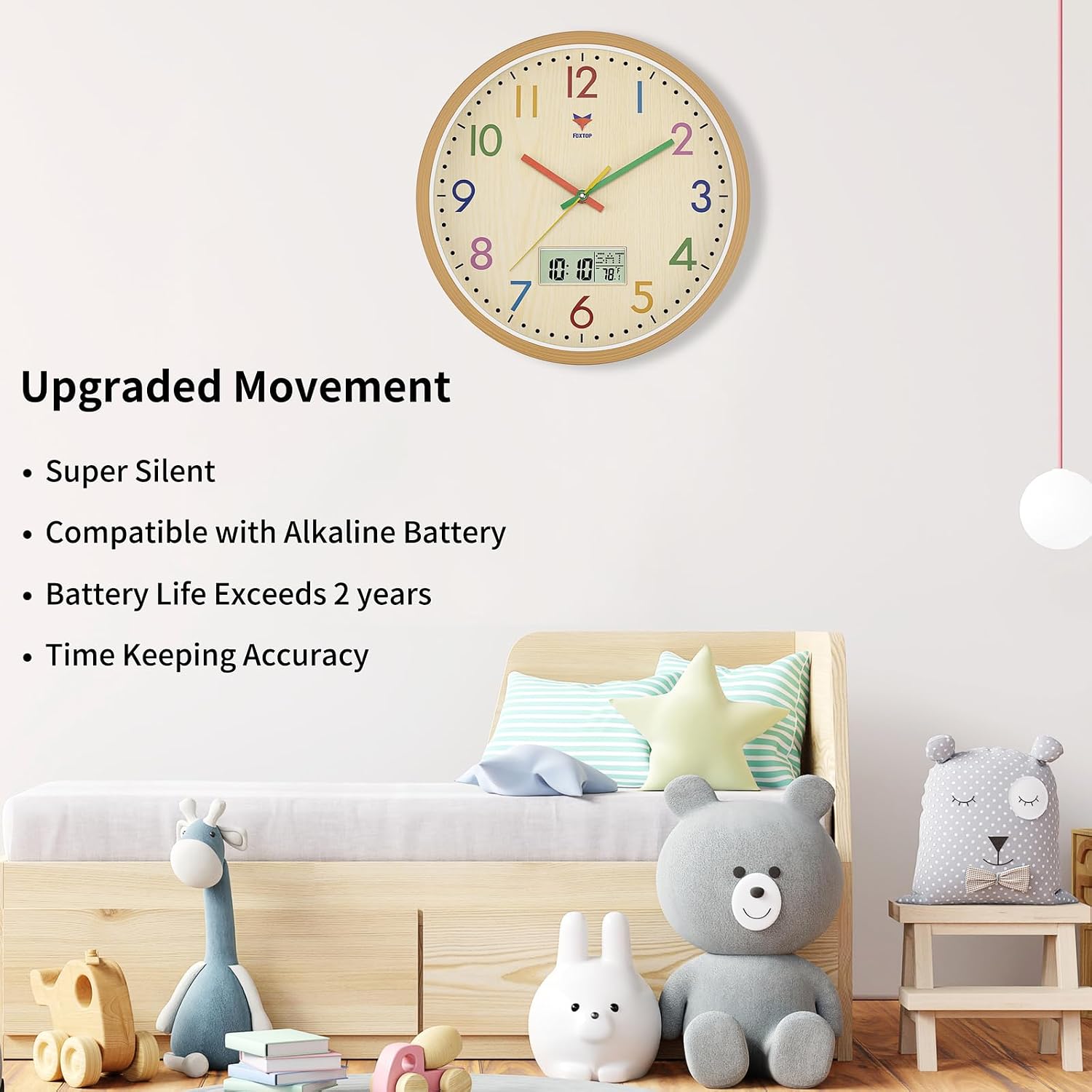 Thumbnail 1 de Foxtop horloge enfant apprentissage-2 kinderwandklok, stil, 30 cm, paars
