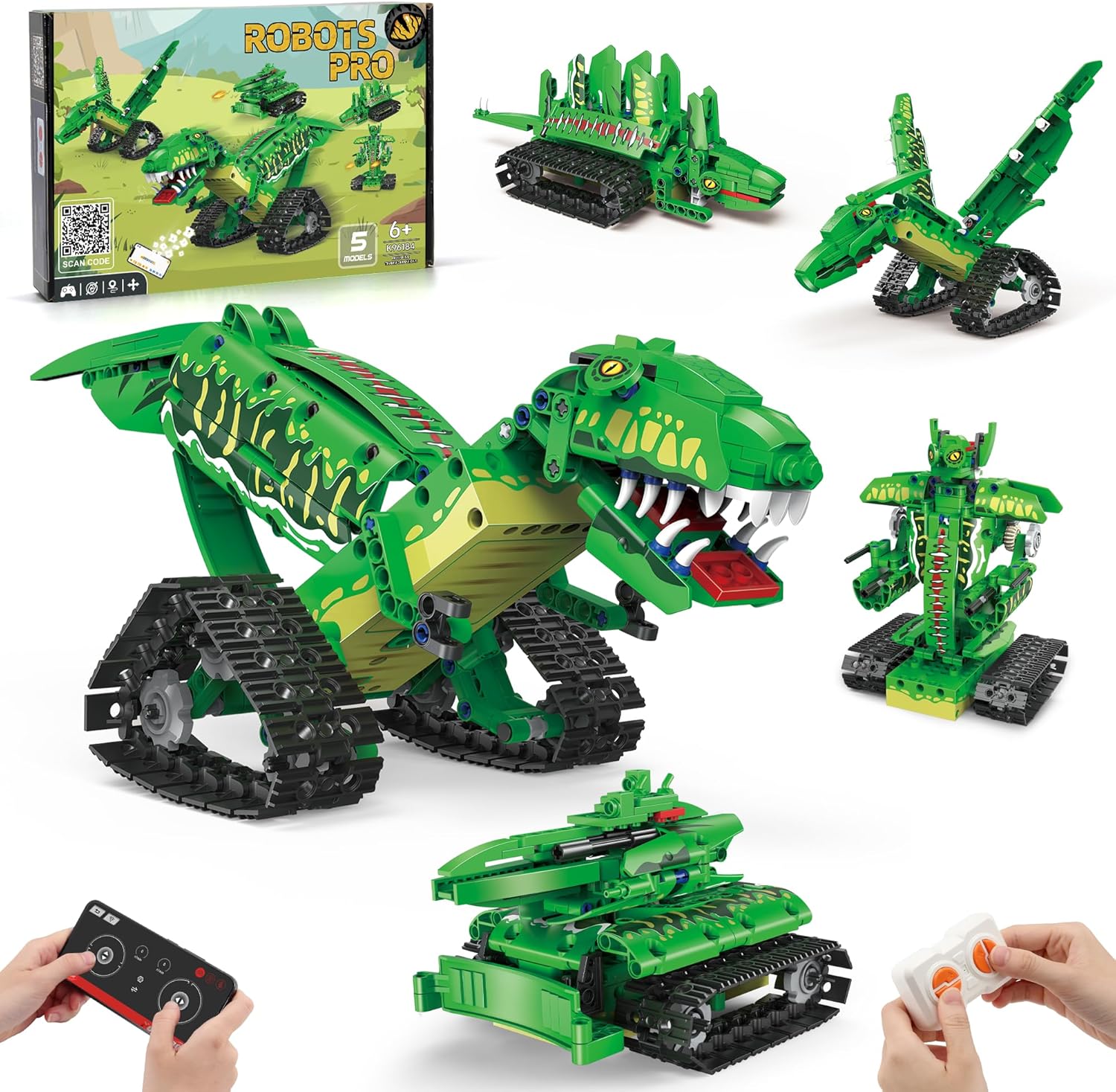 AKWME Set Robot Dinosauro 5 in 1 – Robotica STEM per bambini 6–12 anni con app e telecomando