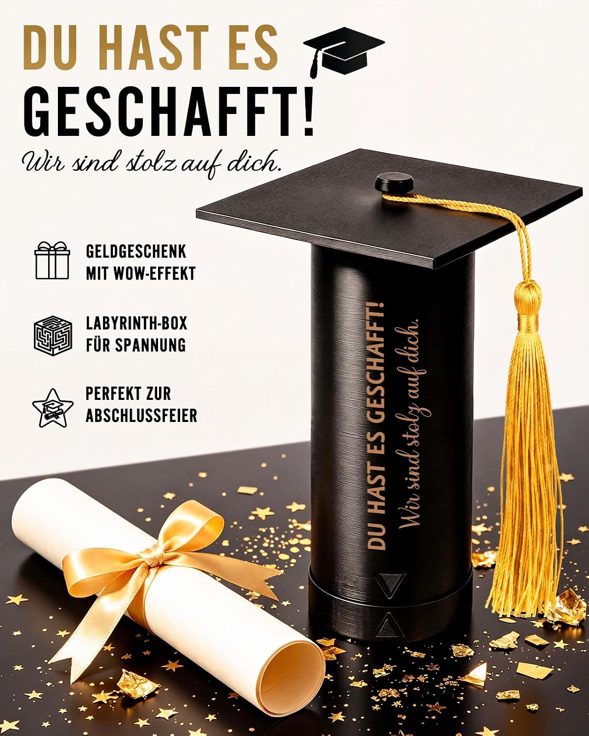 Detalle 2 de Anruzon Original Bestande Prüfung Geschenk – 3D-Druckte Doktorhut Geschenkbox