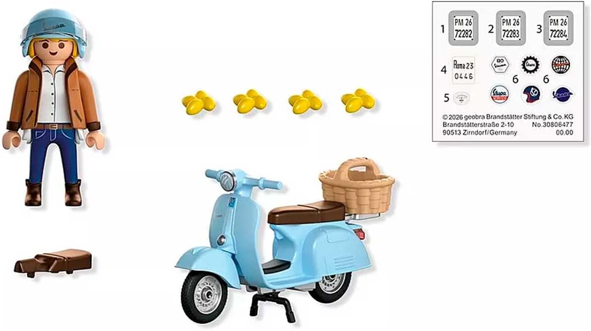 Detalle 2 de PLAYMOBIL 72284 80 Years of Vespa: Iconic Style playset, light blue