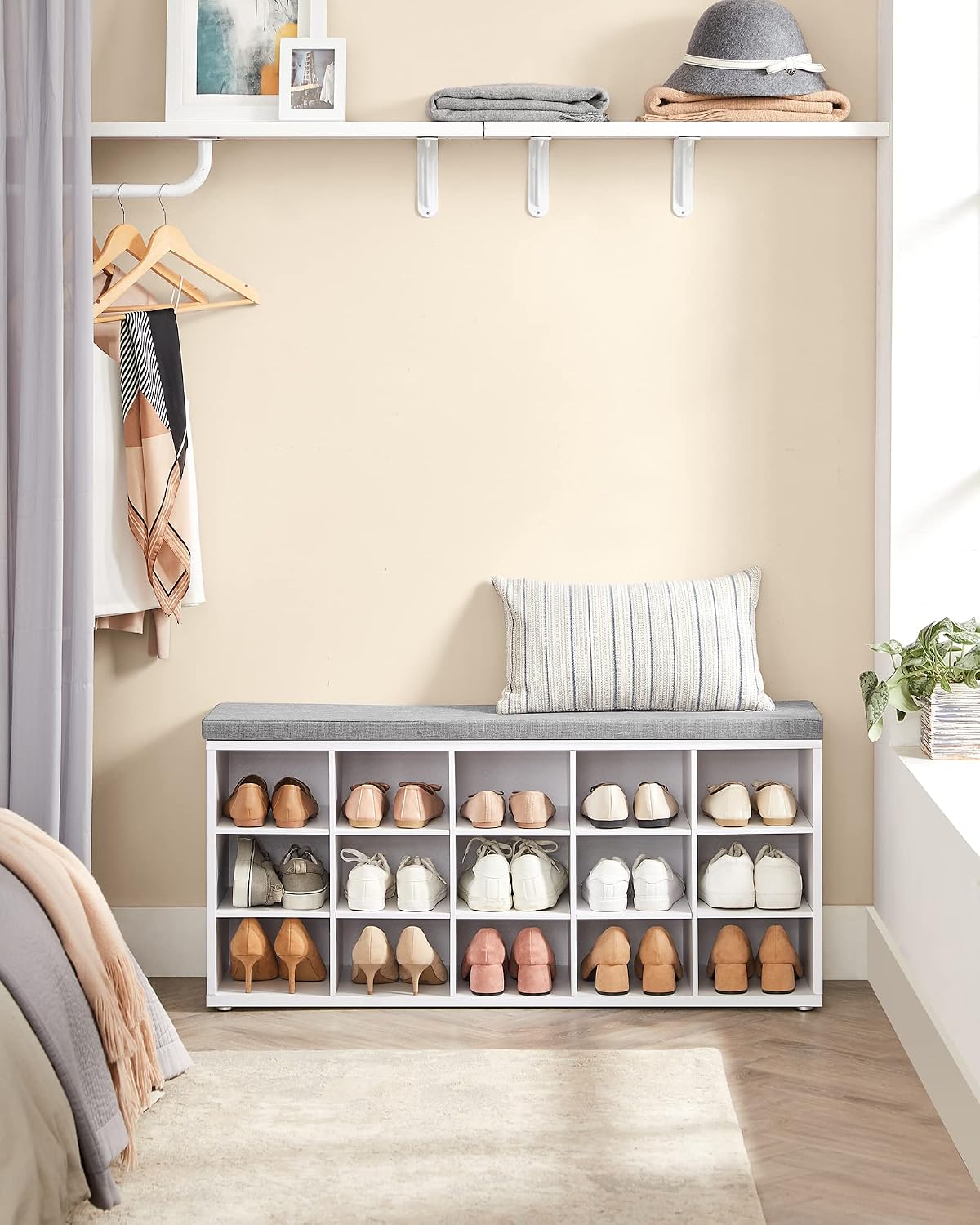 Detalle 2 de VASAGLE Shoe Bench, 15 Compartments