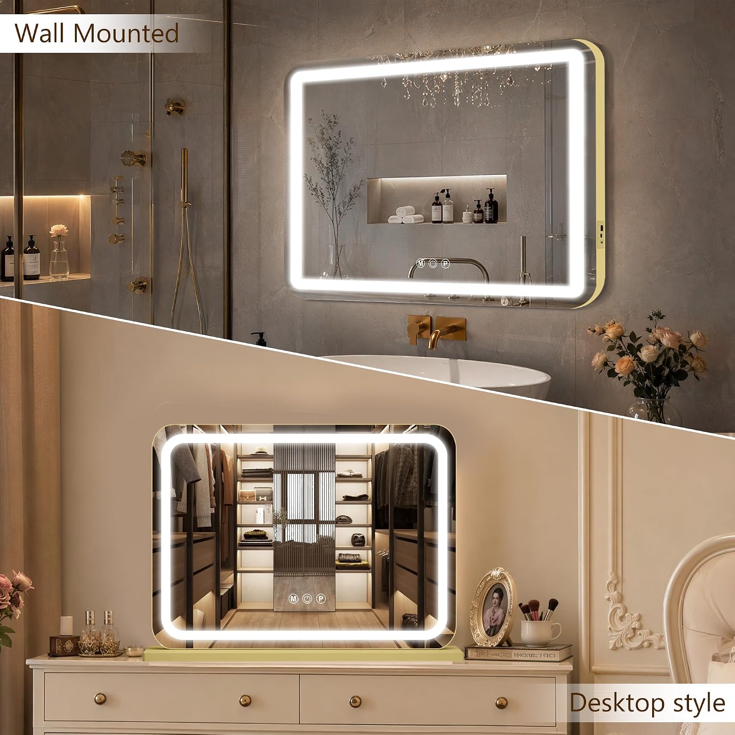 Thumbnail 3 de Ratsamee 23x18 Gold Vanity Mirror for Makeup