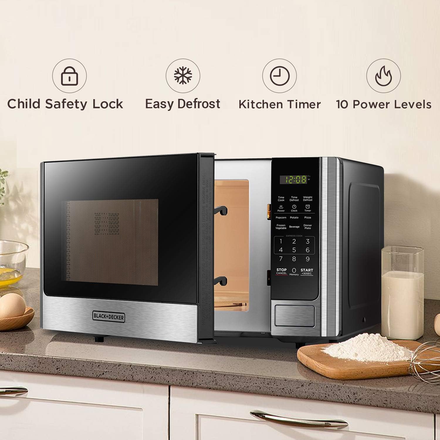 Thumbnail 3 de BLACK+DECKER 0.9 Cu Ft Digital Microwave