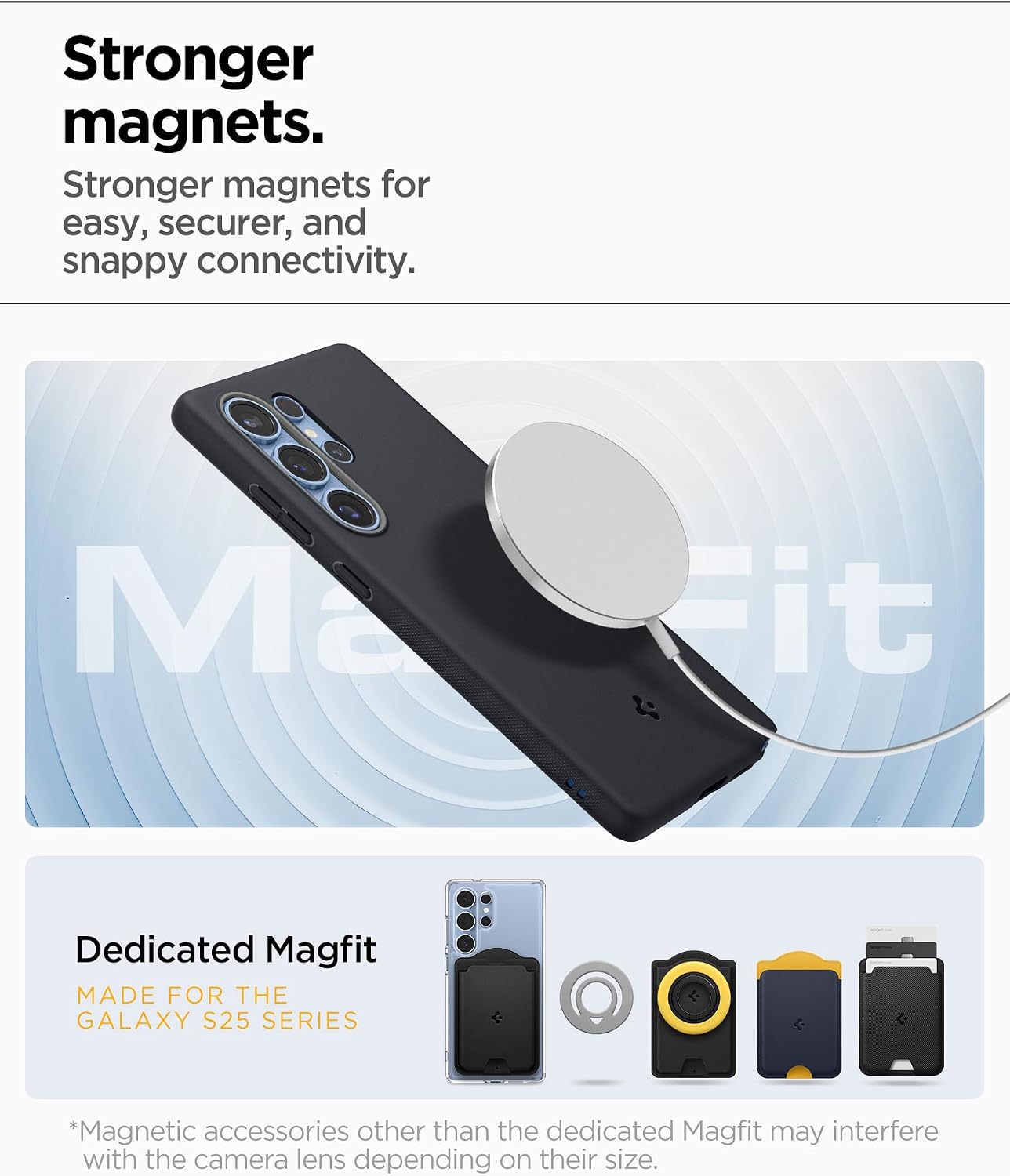 Detalle de Spigen Cover Nano Pop MagFit per Samsung Galaxy S25 Ultra (Black Sesame) con supporto MagSafe