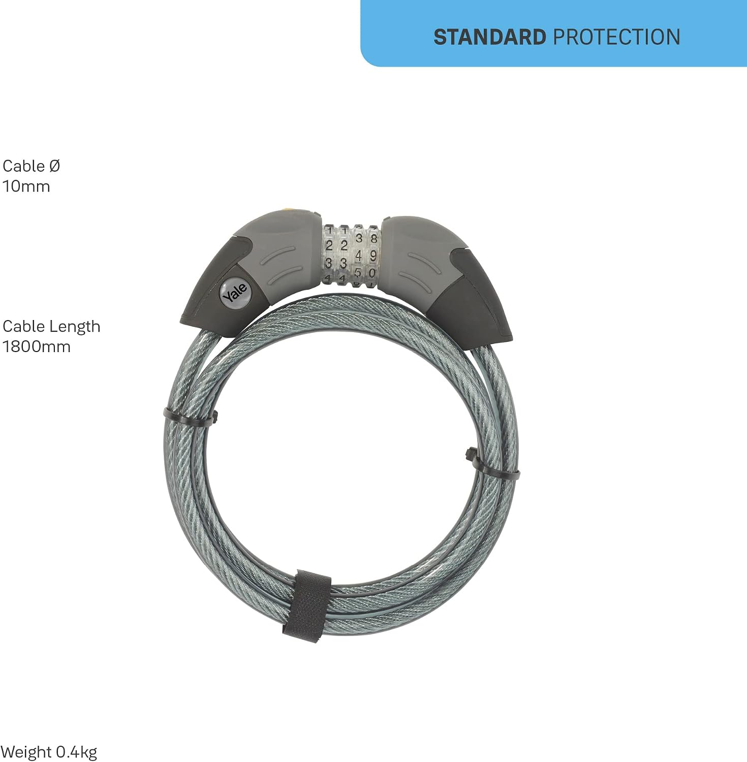 Thumbnail 4 de Yale Cavo di sicurezza a combinazione per biciclette e moto YYCC1/10/185/1 – 1800 mm, 4 cifre fosforescenti