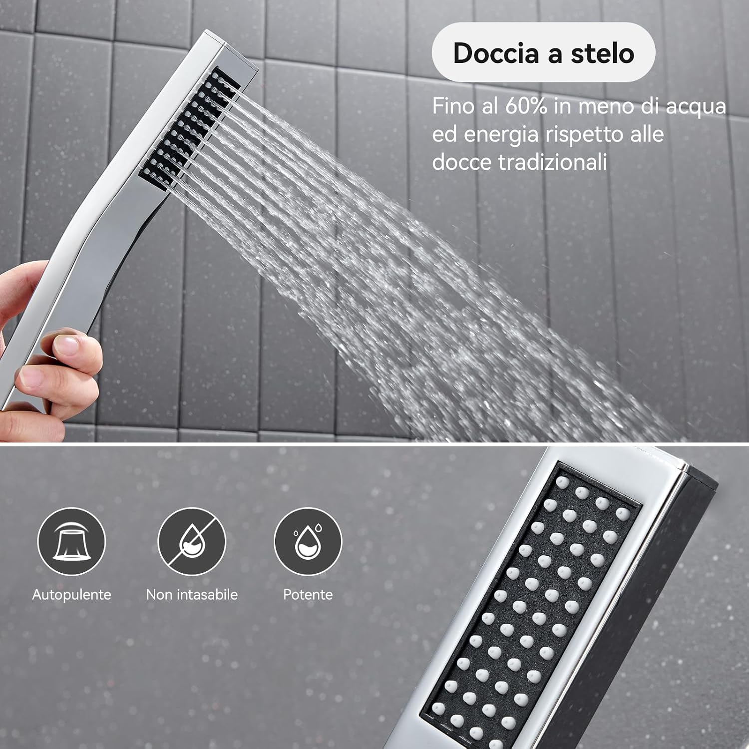 Detalle de Auralum Colonna Doccia senza Miscelatore in Acciaio Inox 304, Altezza 72–110 cm con Soffione e Doccetta