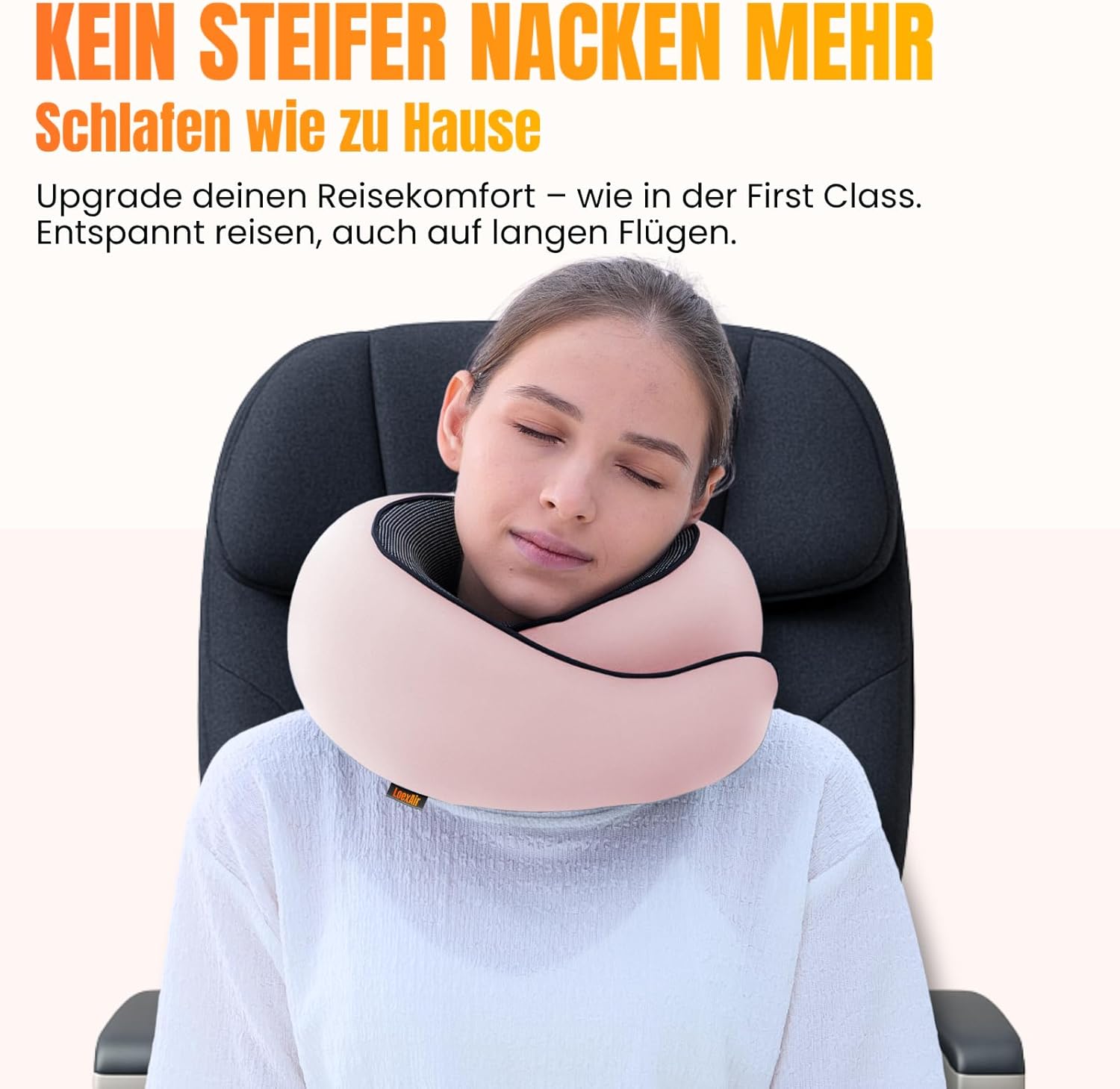 Thumbnail 2 de LoexAir Nackenkissen Flugzeug – Reisekissen mit Baumwollbezug, Memory-Schaum und komplettes Reiseset (Sakura Pink)