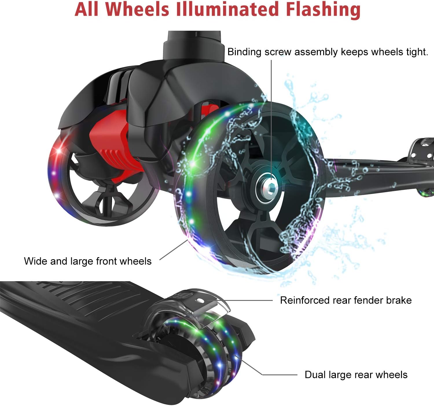 Thumbnail 2 de Allek Kick Scooter B02: Lean 'N Glide with 4-Height Adjustability and Light-Up PU Wheels