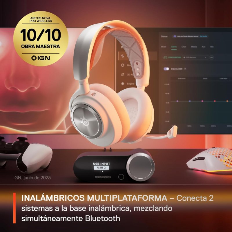 Detalle 2 de SteelSeries Arctis Nova Pro Wireless — Auriculares gaming inalámbricos para PC/PS5/Switch