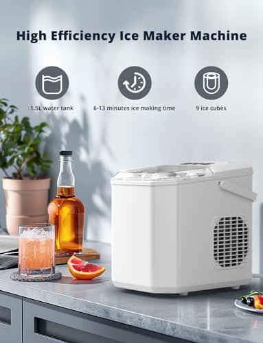 Detalle de Acmeenjoy Ice Maker Machine Countertop: Compact 12kg/24h, 9 Cubes in 6 Minutes