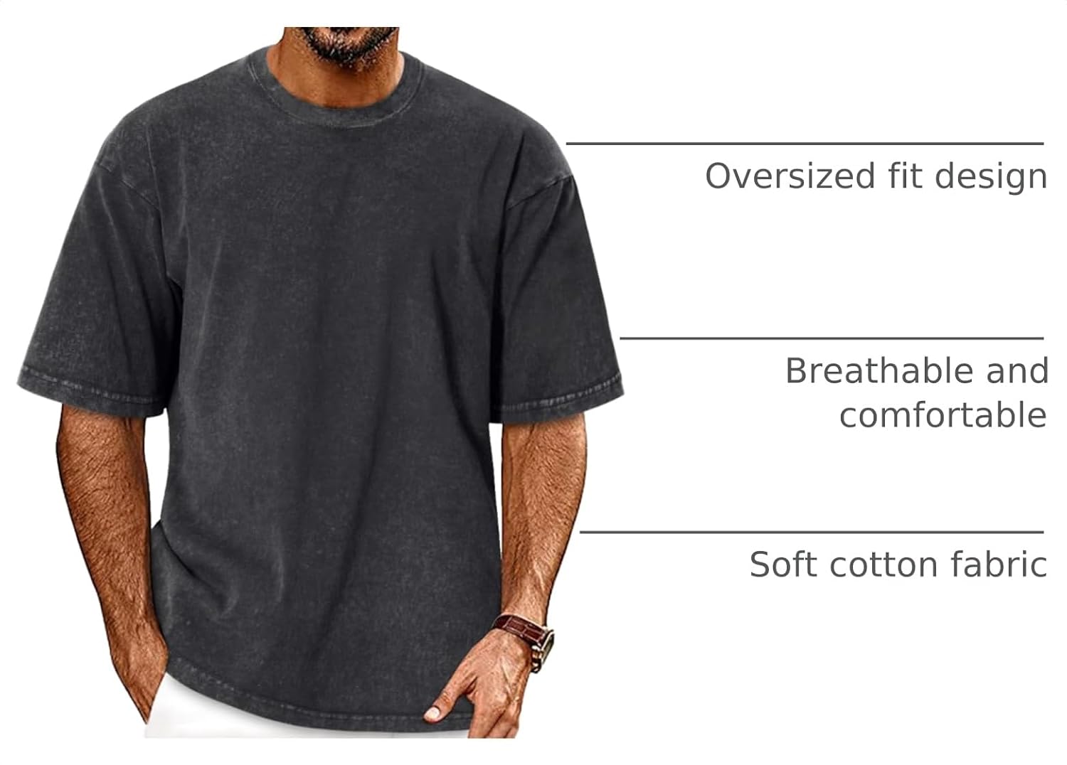 Thumbnail 3 de Oversized Tees for Men Short Sleeve Vintage