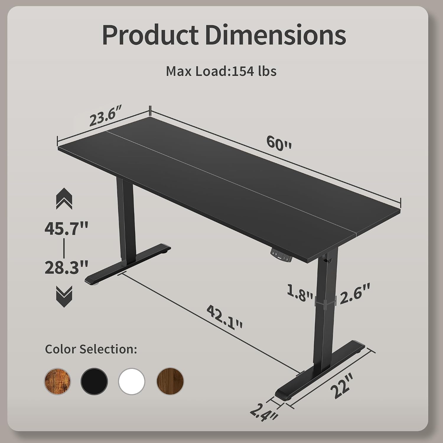 Thumbnail 2 de Agilestic Electric Standing Desk: 60 x 24 Inches, Height Adjustable with Memory Presets