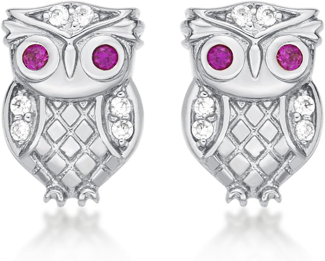 Diamond Treats Piccoli orecchini a forma di gufo in argento 925 con zirconi