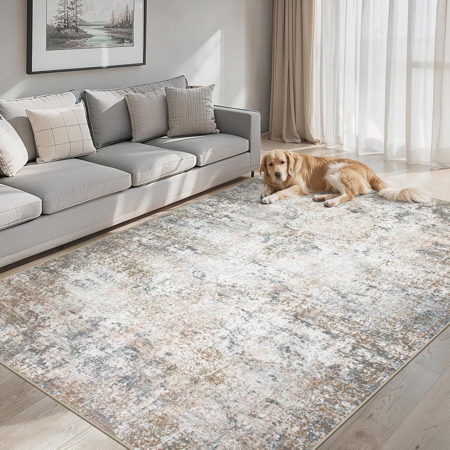 Thumbnail 2 de Area Rugs 9x12 Living Room - Washable Modern Abstract Plush Non-Slip Carpet