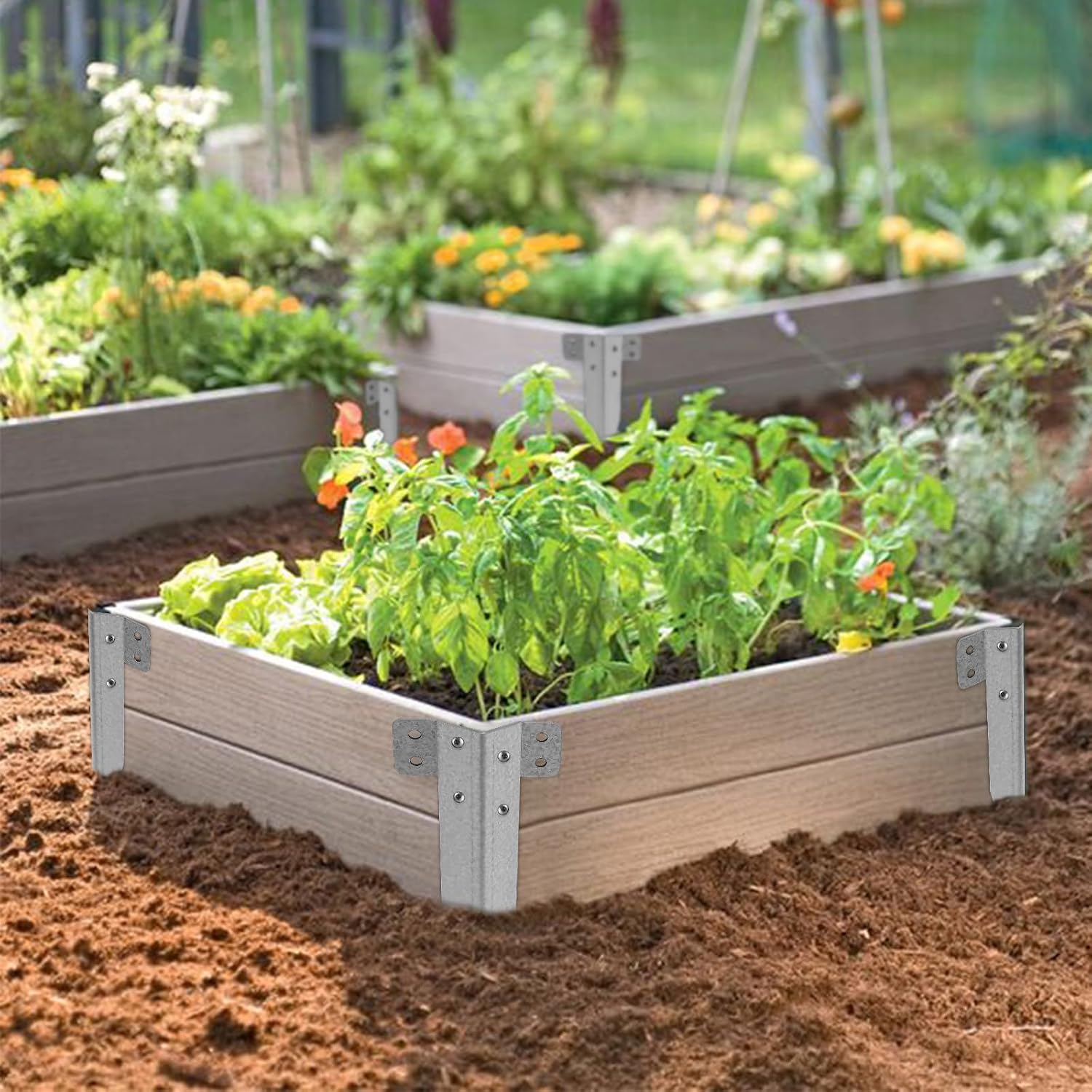 Thumbnail 6 de Dijia Small Railway Sleeper Brackets [20 Pack] – Heavy Duty Galvanised Steel Sleeper Stakes for Garden Edging & Timber Raised Beds