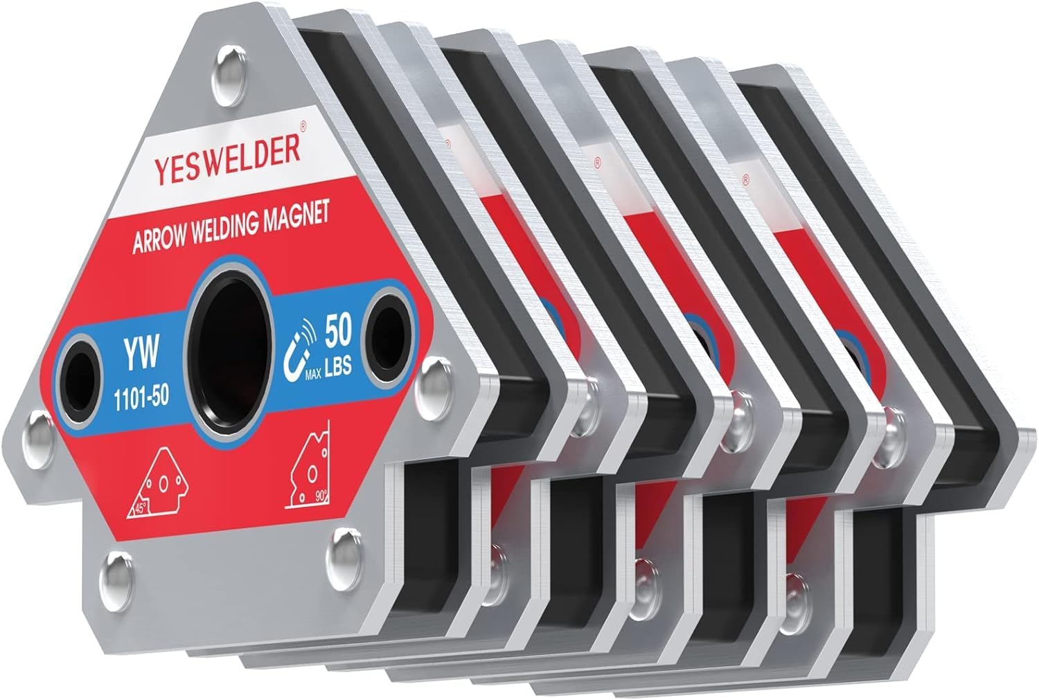 Detalle de YESWELDER 50lb Welding Magnets (4-piece set) for 45°, 90° and 135° alignment