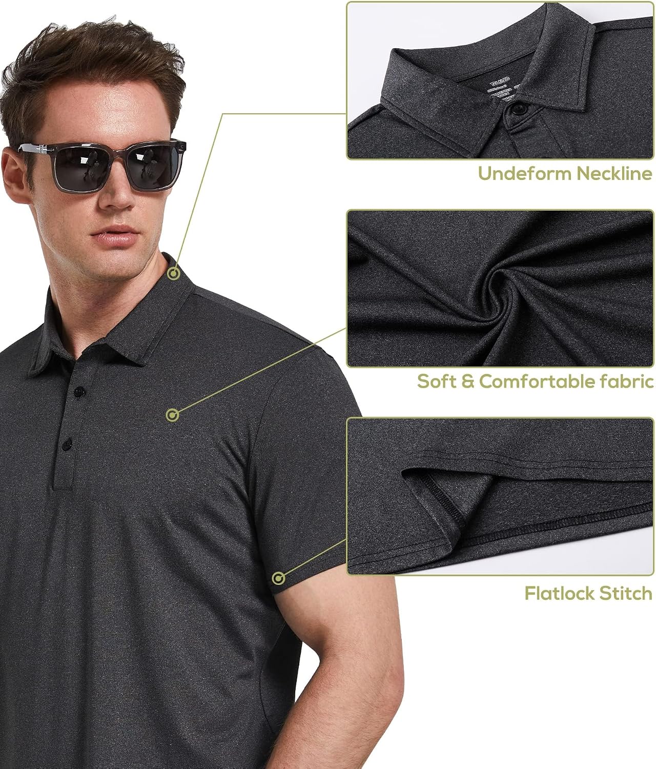Detalle 2 de TELALEO Polo Shirts Quick Dry 4-Pack