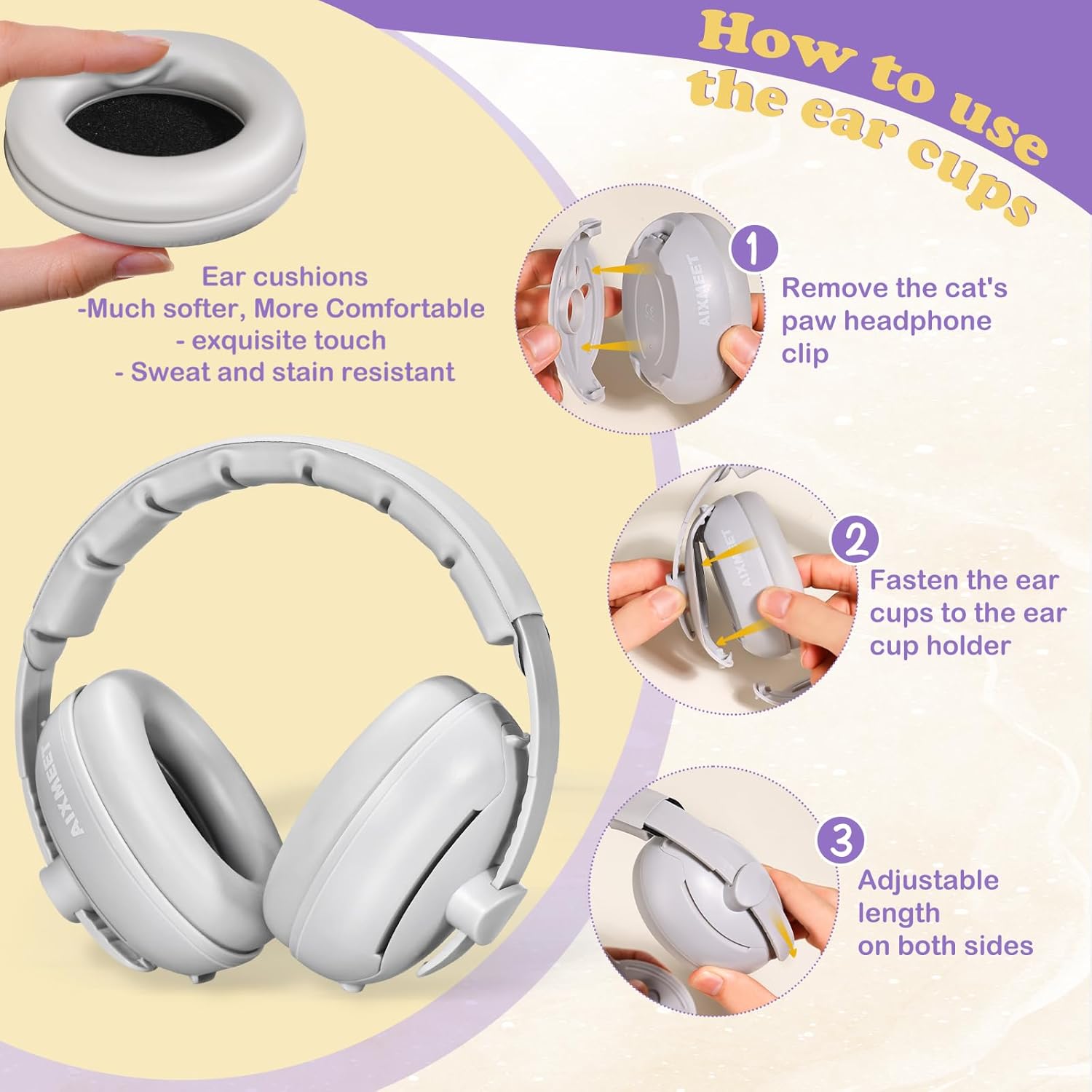 Thumbnail 2 de AIXMEET 2 in 1 Baby Noise Reduction Ear Muffs – 0-36 Months