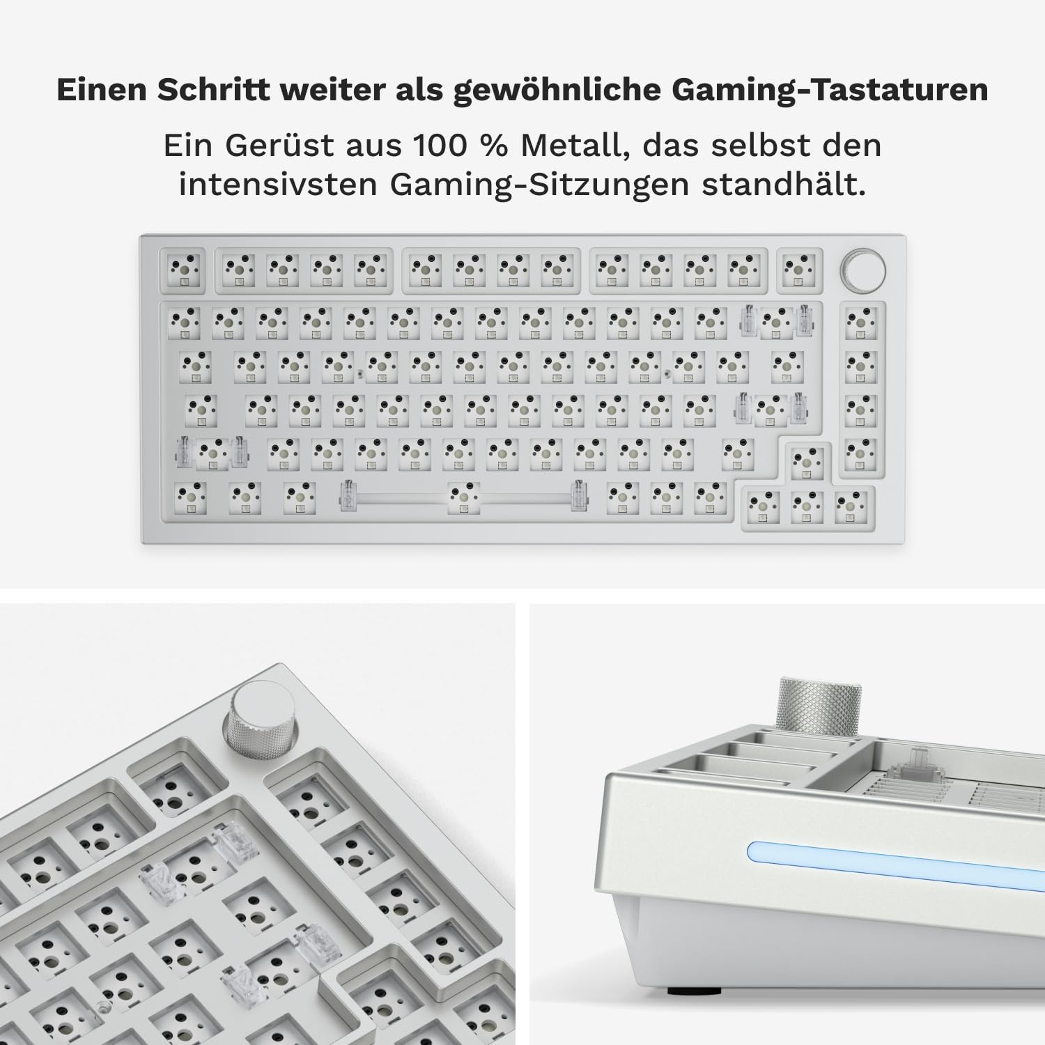 Detalle de GLORIOUS GMMK PRO 75% Barebones Frame – Modulares mechanisches Gaming-Keyboard (ANSI) aus Aluminium