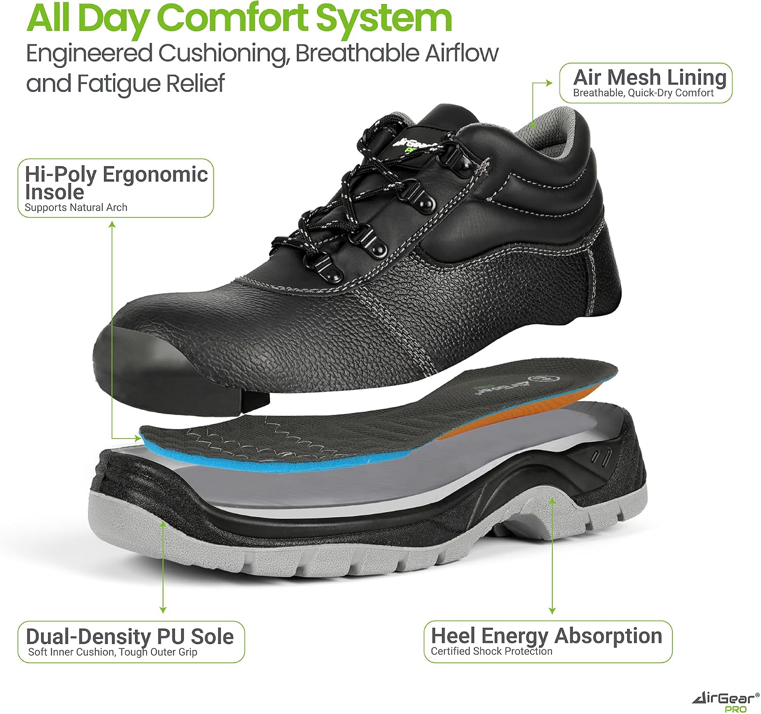 Detalle de S3 SRC Safety Shoes for Men and Women – Steel Toe, Anti-Puncture, Slip-Resistant Footwear