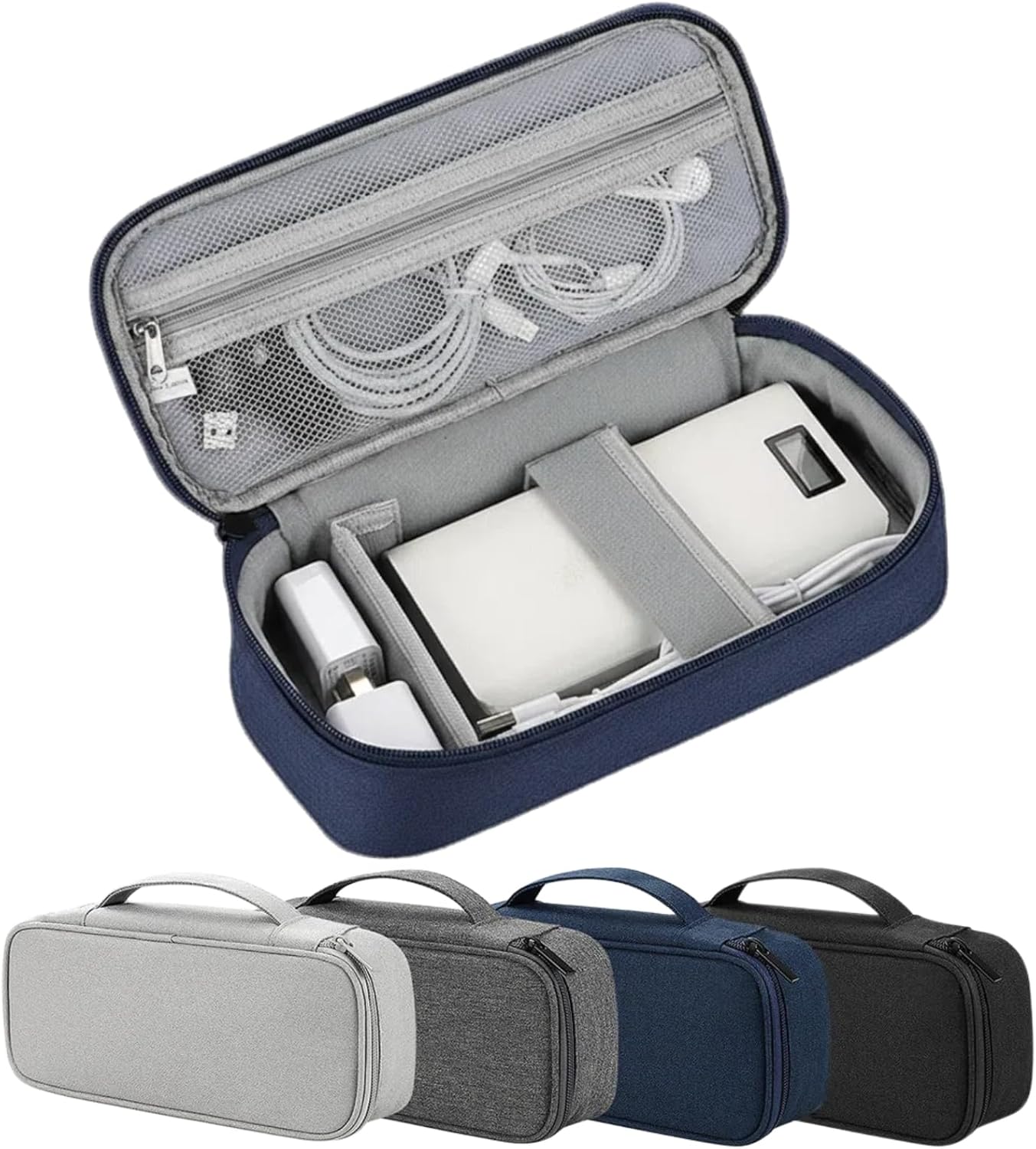 Arae Elektronik Organizer Tasche Tech Pouch (L) – dunkelblau, Kabel- & Ladegeräte-Aufbewahrung mit Feuchtigkeitsschutz