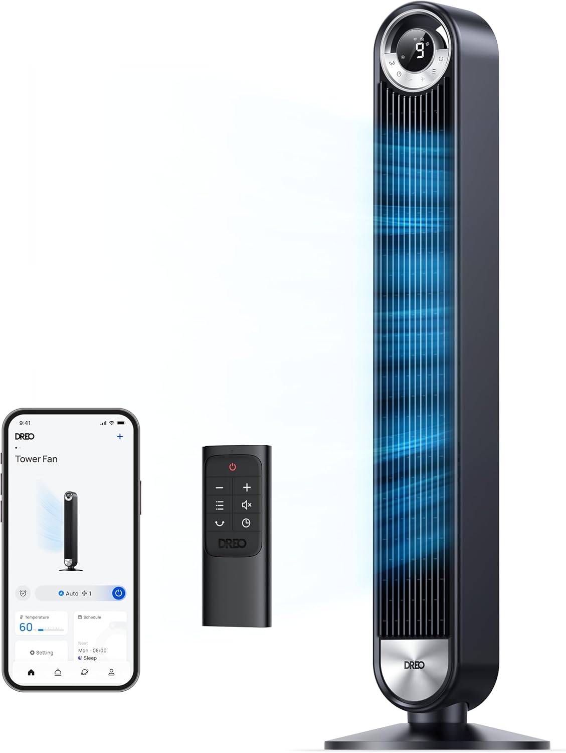 Detalle de DREO Cruiser Pro T2S 10-01009-102 Smart Tower Fan, 42-Inch, 9 Speeds