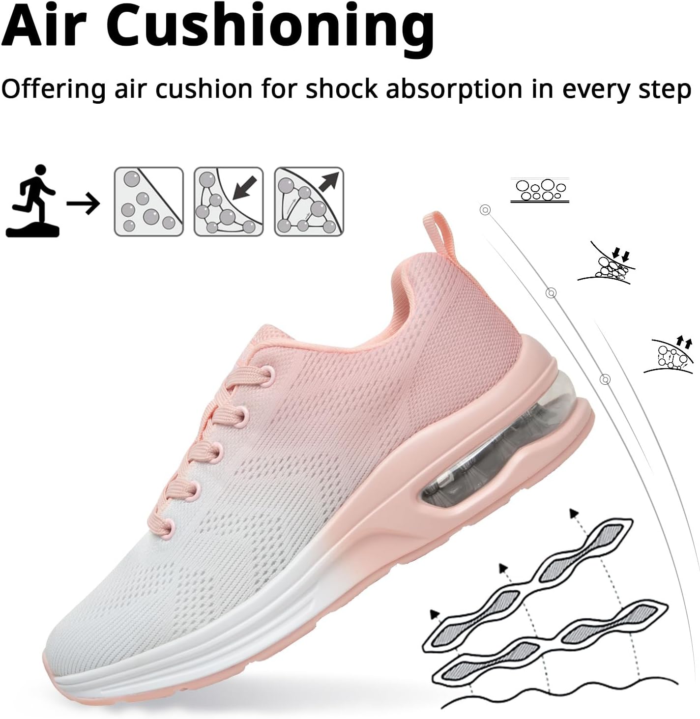 Detalle de Womens Athletic Running Trainers – Breathable Lightweight Walking Shoes with Air Cushion