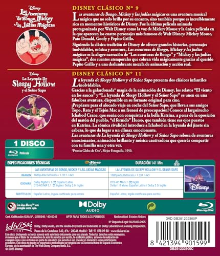 Detalle 2 de Las Aventuras de Bongo, Mickey y las Judías Mágicas (1947) & La leyenda de Sleepy Hollow y el Señor Sapo (1949) en Blu-ray – Divisa Films