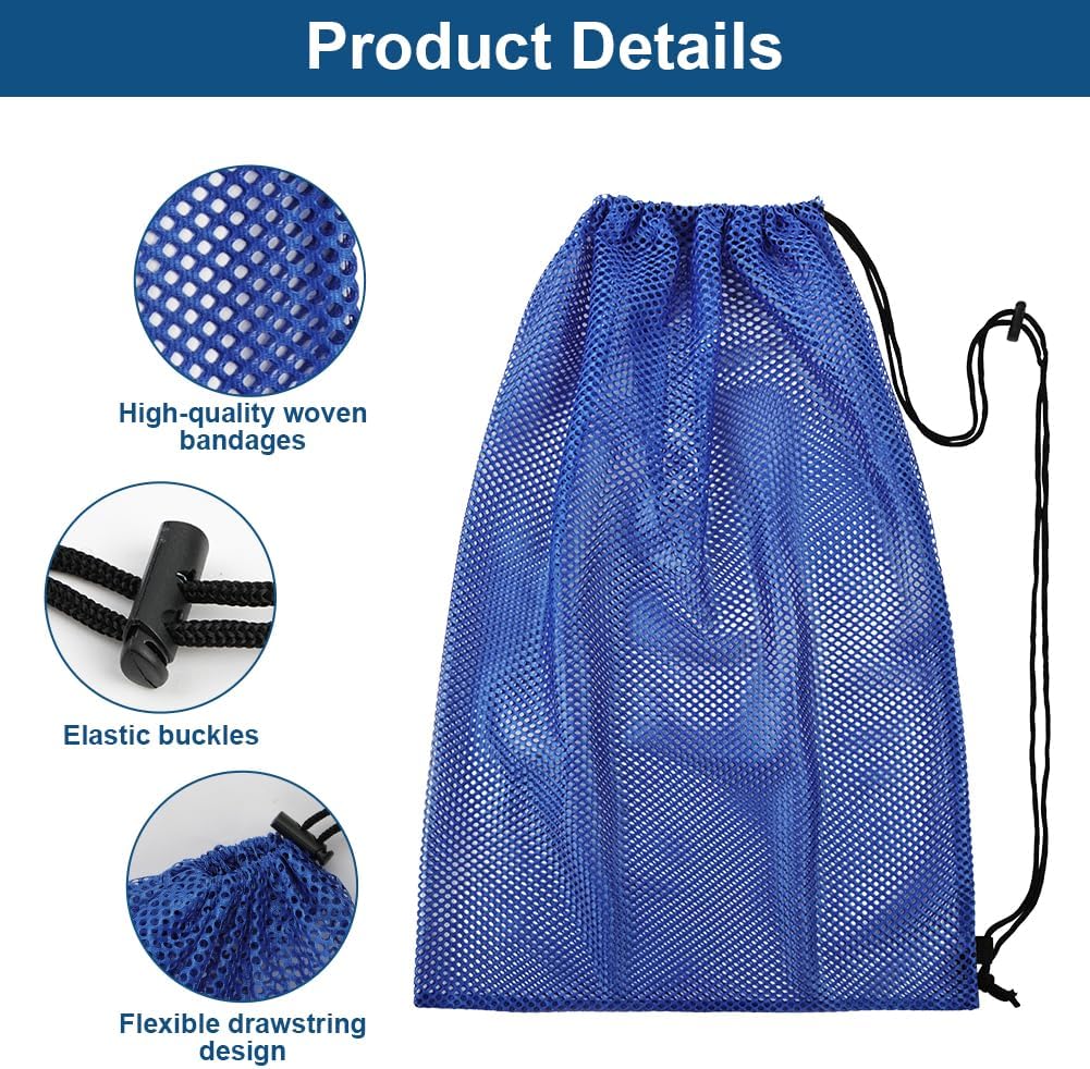 Detalle de Alaoo borsa a rete con coulisse (zaino grande) Blu, ideale per spiaggia, nuoto e sport