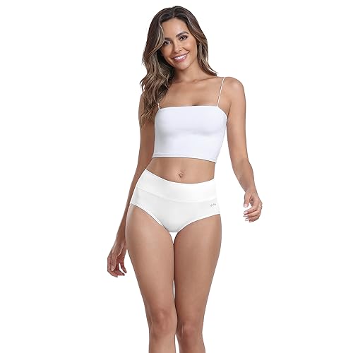 Detalle de Coskefy Women’s High Waisted Cotton Knickers – 5 Pack Briefs