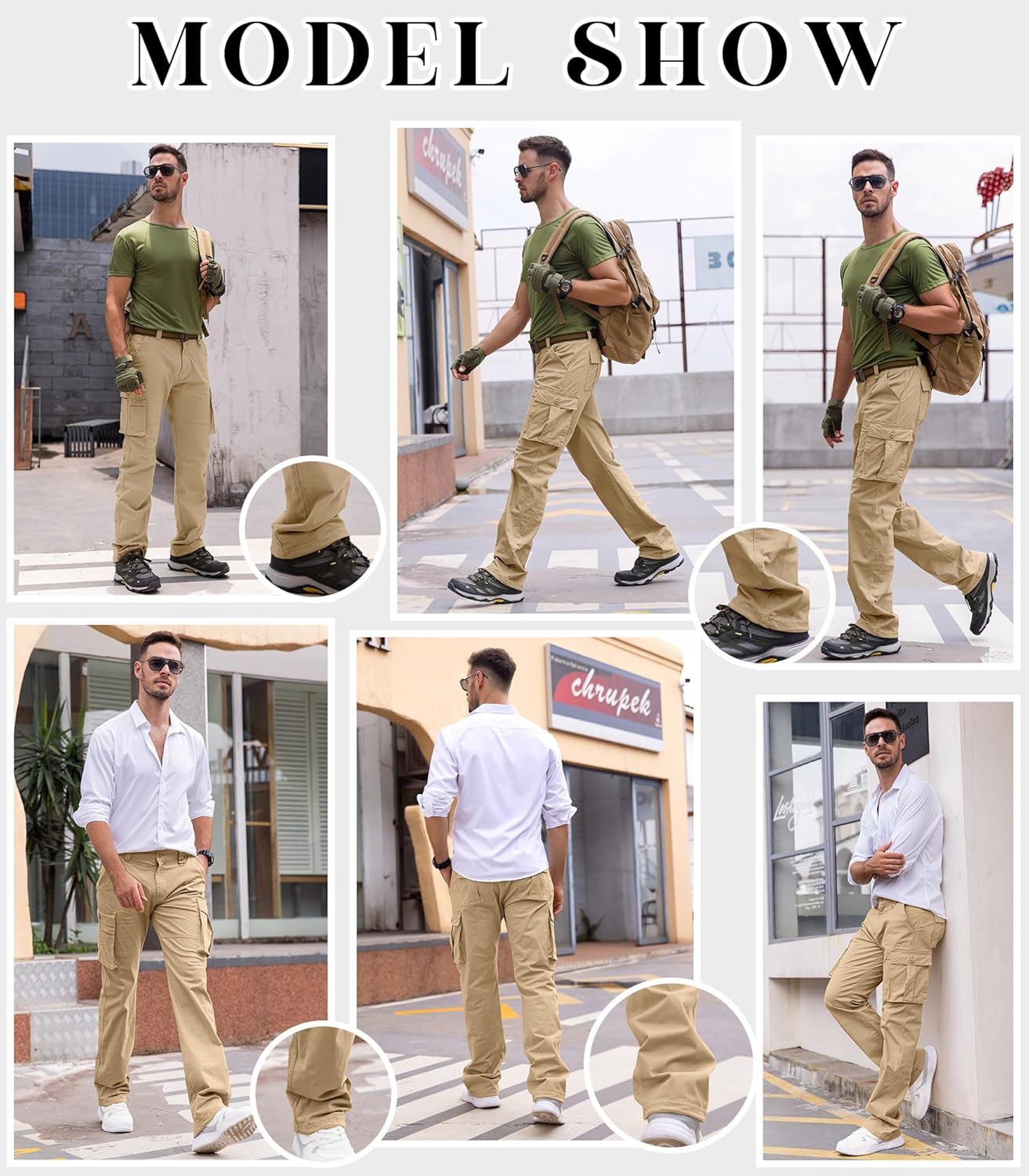 Detalle de Cindeyar Cargohose Herren Relaxed Fit – robuste Outdoor-Hose mit 8 Taschen