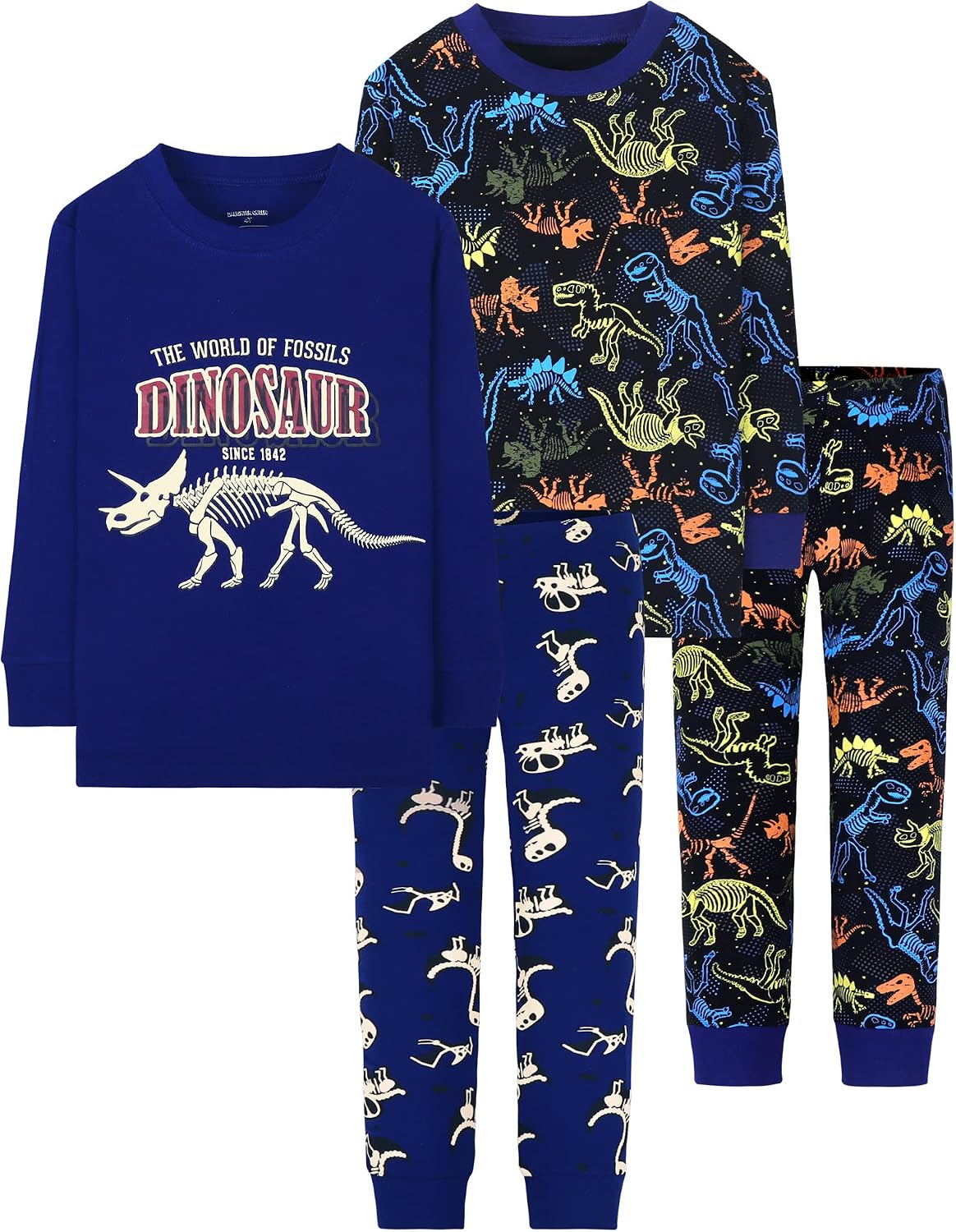 Detalle de DAUGHTER QUEEN Boys’ 100% Cotton Long Pajama Set, 4 Pieces