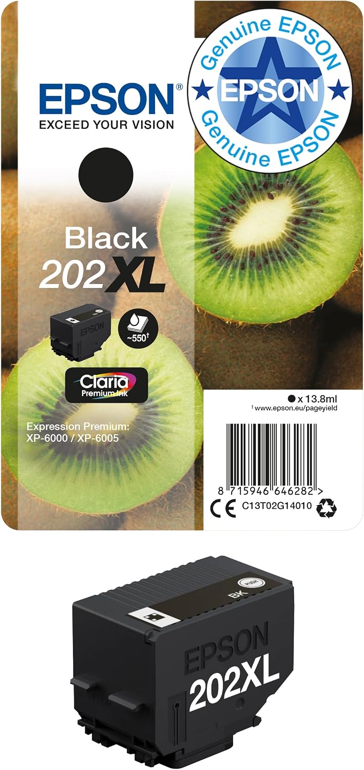 Detalle de Epson 202 Kiwi Genuine Multipack: 5-Colour Claria Premium Ink Cartridges