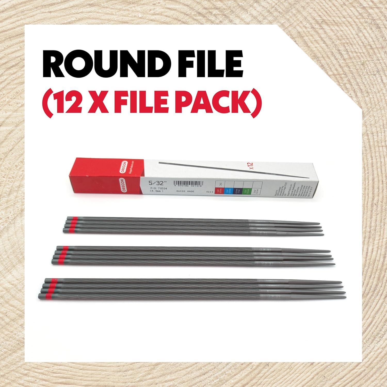 Detalle de Oregon Round Chainsaw Files 4.0mm — Chain File Pack 🪚
