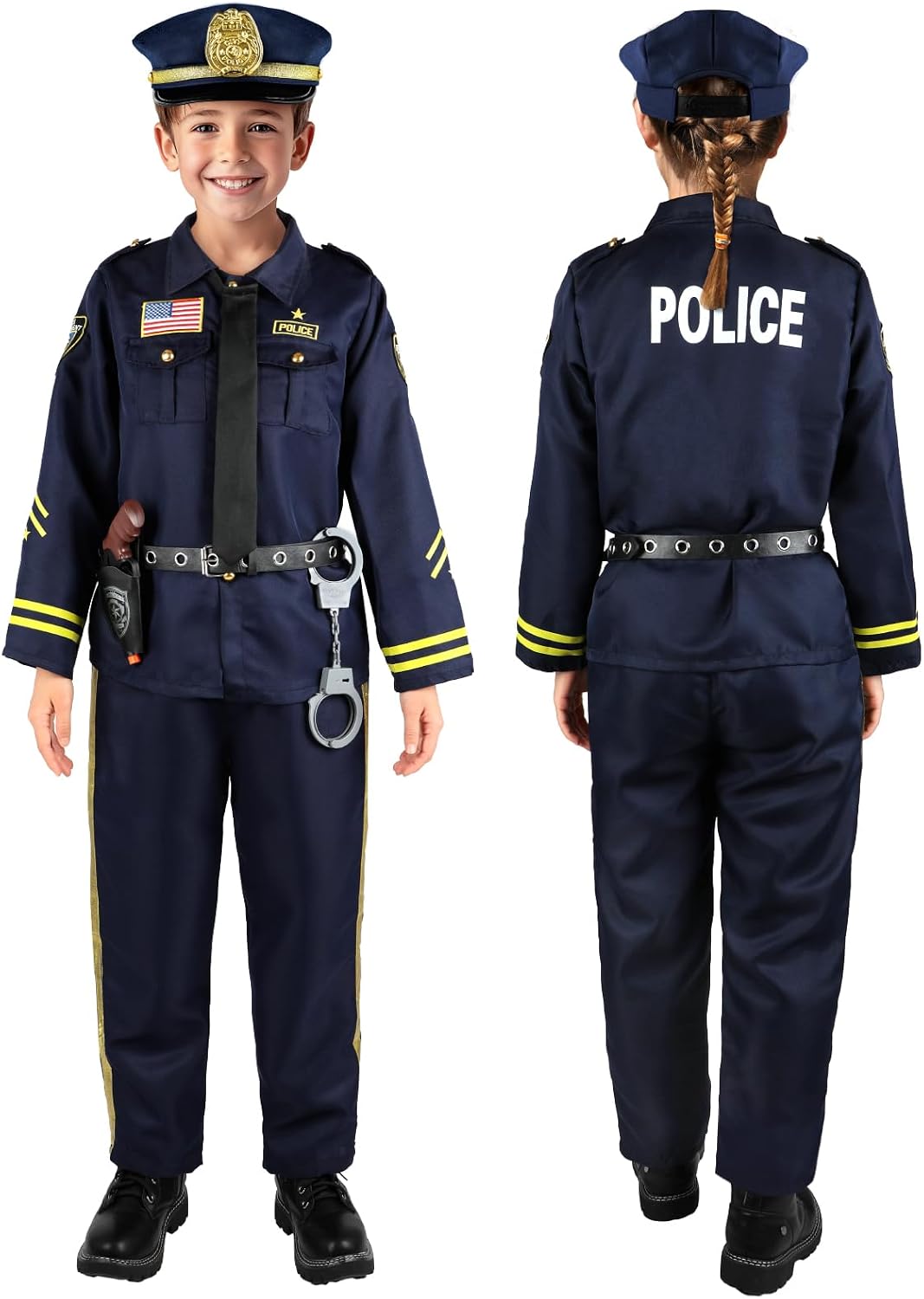 Detalle 2 de GiftInTheBox Kids Police Costume, 12-Piece Blue Uniform and Accessory Set