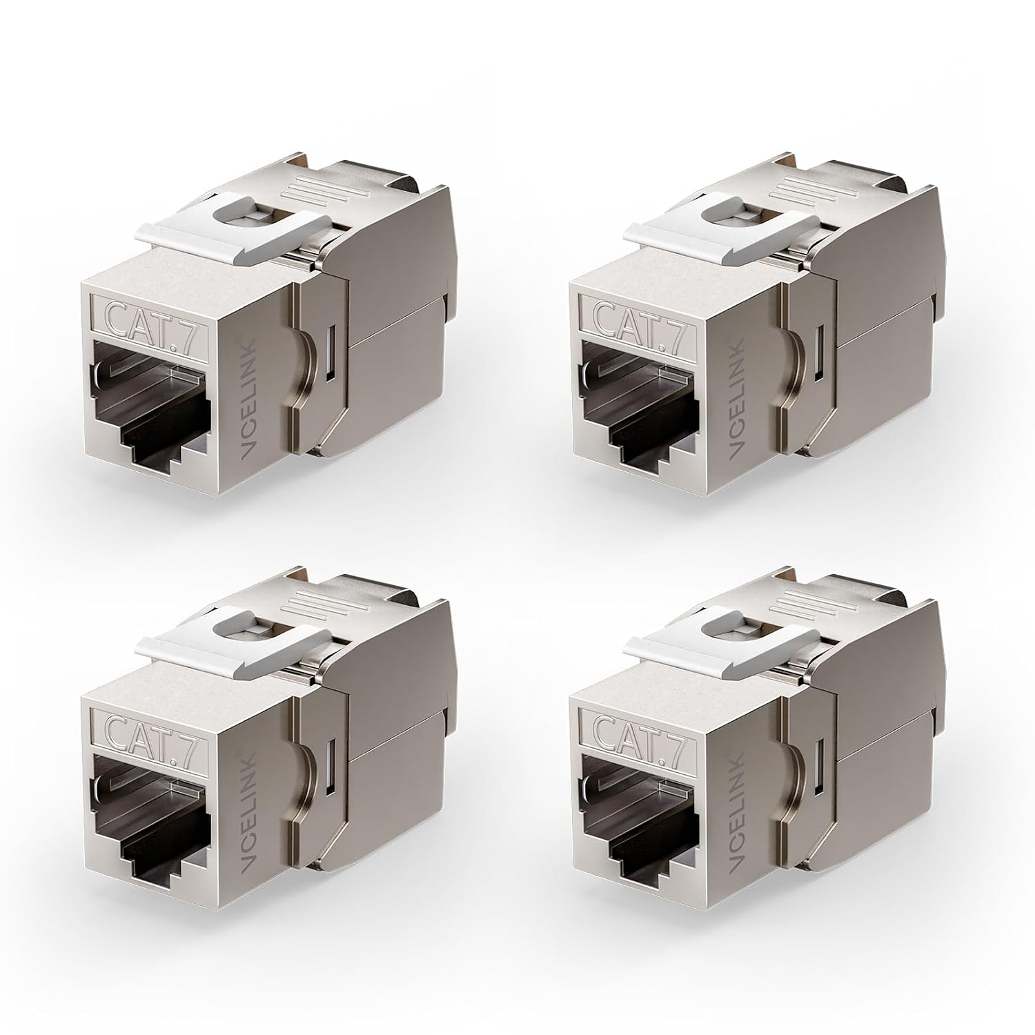 Detalle de VCELINK 4x CAT7 Keystone RJ45 Modul Buchse – voll abgeschirmte RJ45 Keystone-Buchsen für Patchpanel und Netzwerkdose