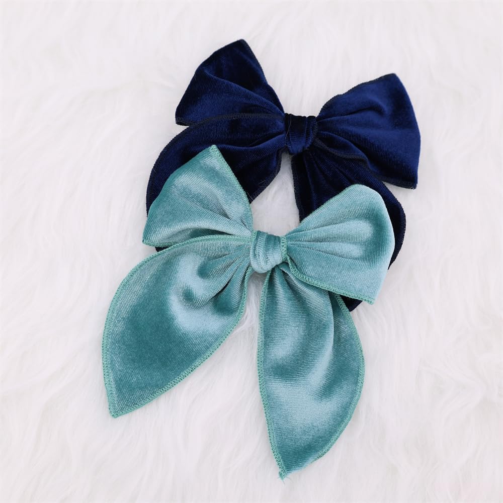 Detalle de Velvet hair bow clips, 5-inch bows