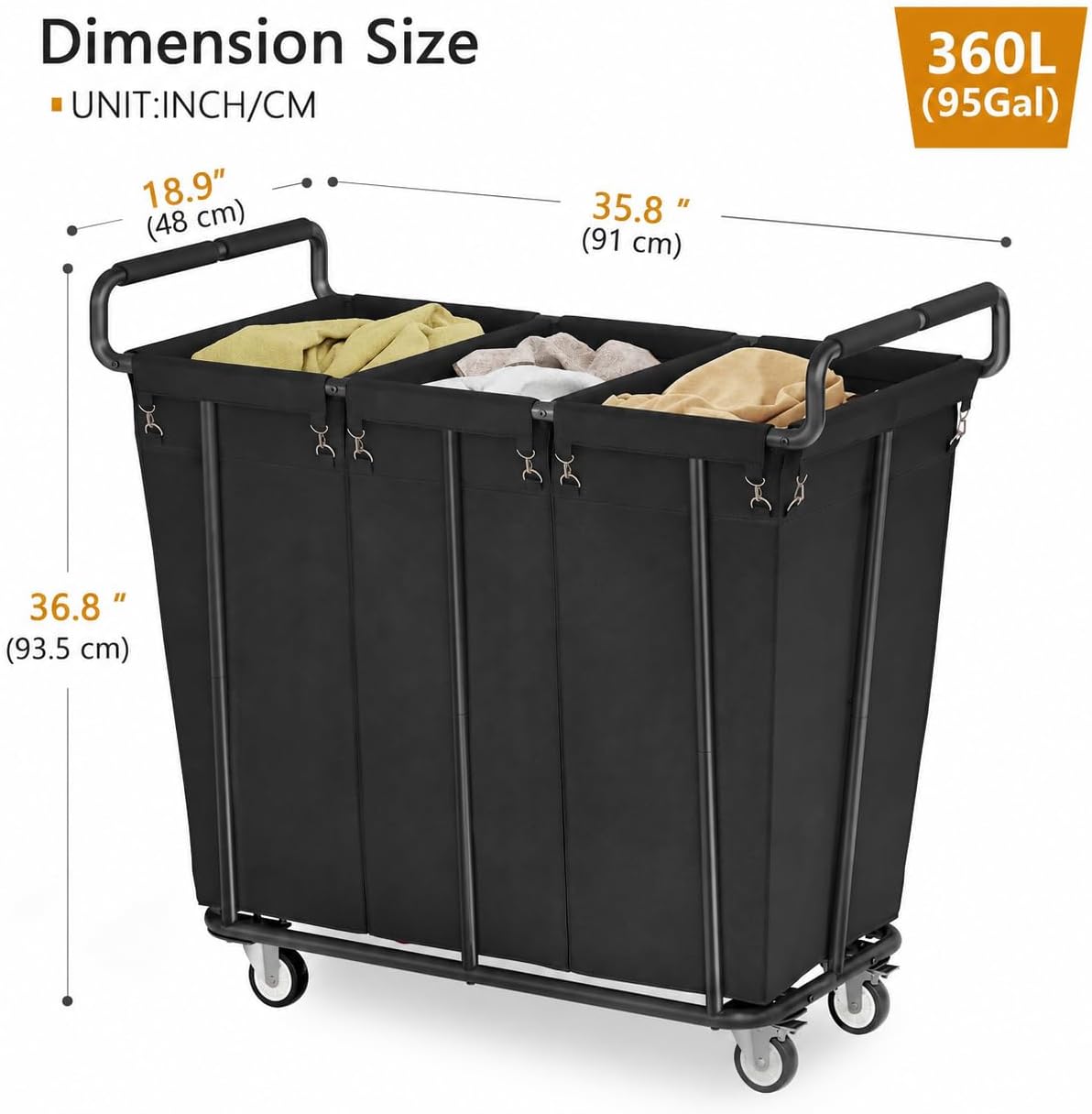 Detalle 2 de Gewudraw laundry sorter cart, 360L