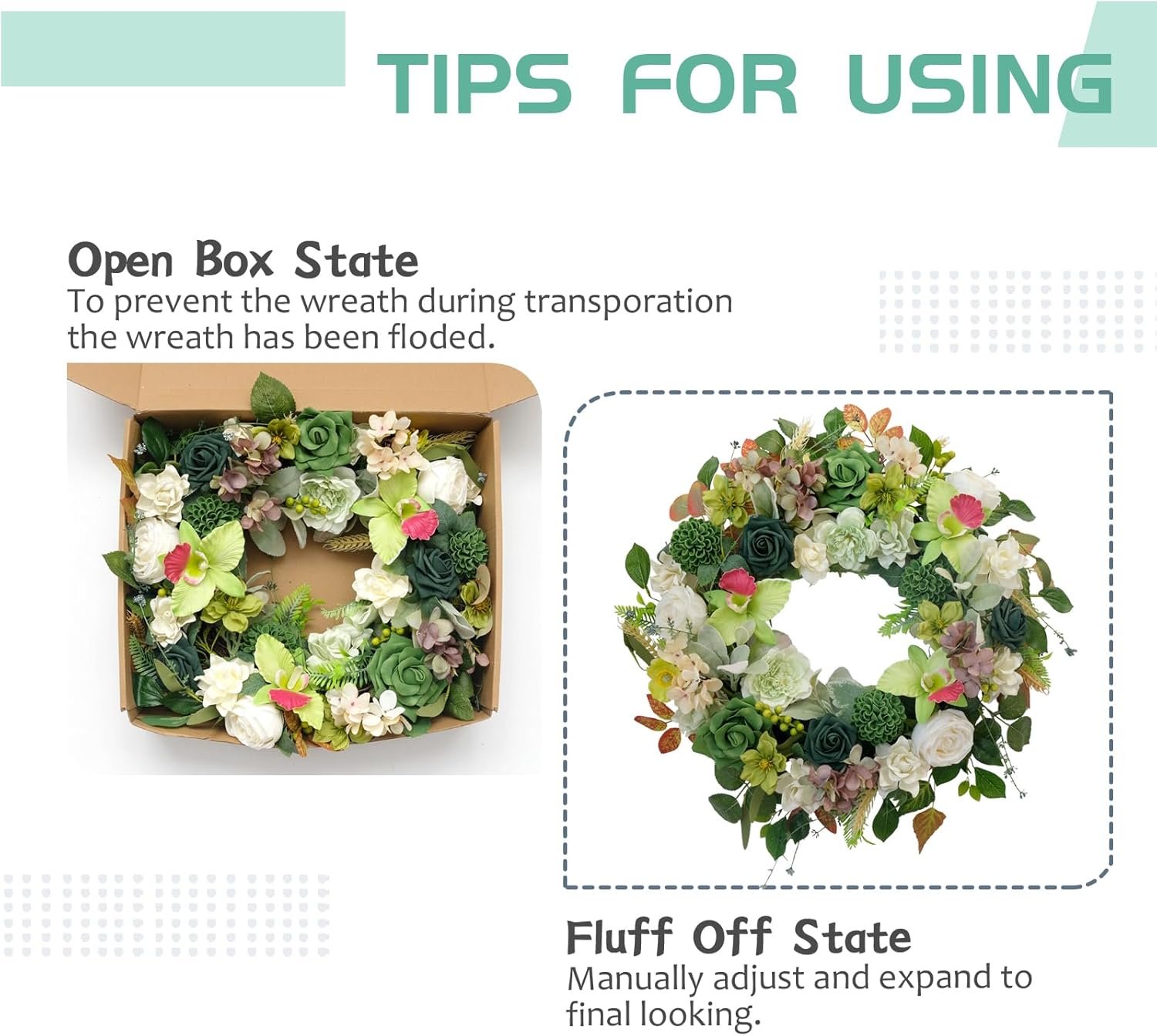 Thumbnail 5 de Egolot 22 Inch Green Orchid Spring Everyday Wreath