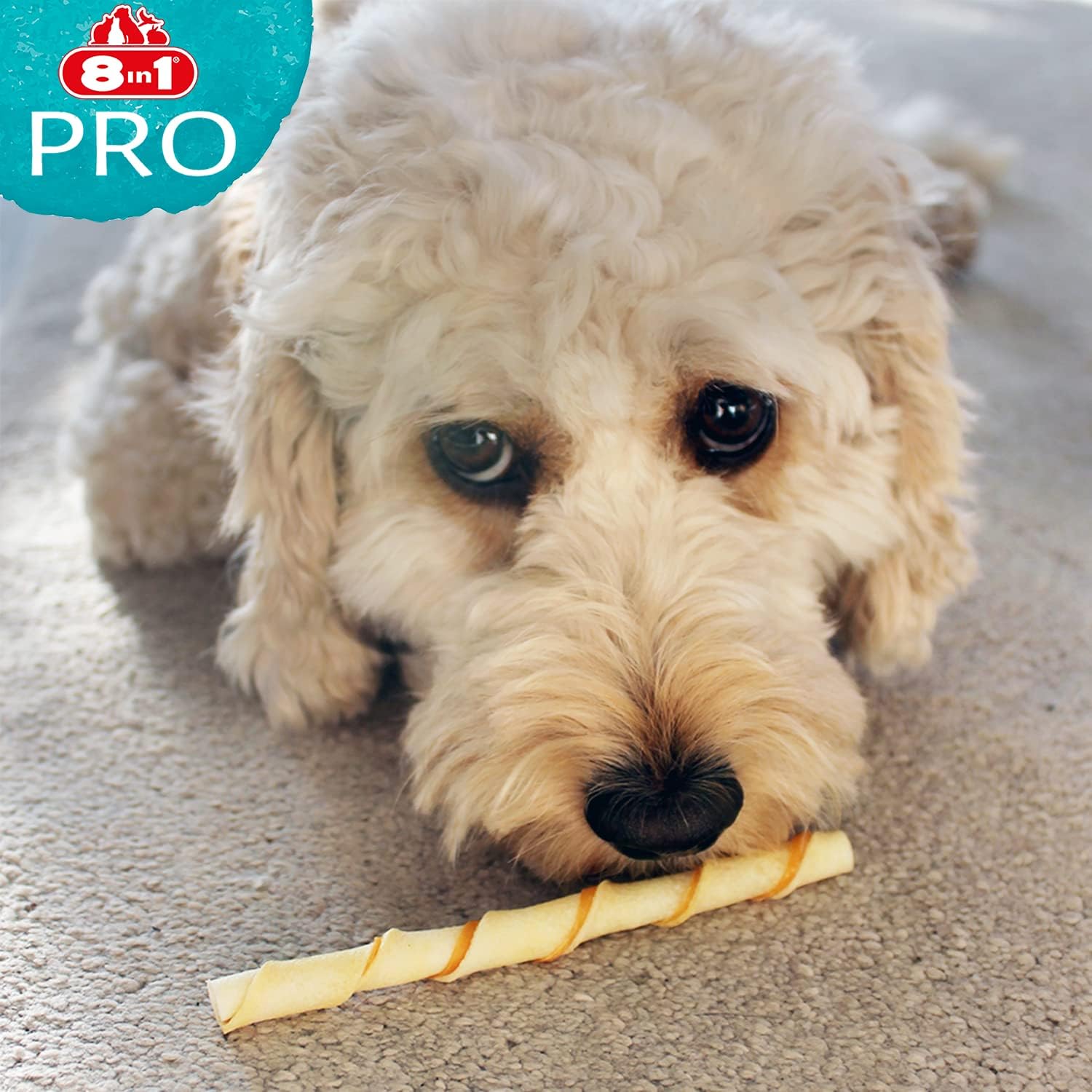 Detalle 2 de 8in1 Pro Dental Twisted Sticks – Kaustangen zur Zahnpflege für Hunde über 1 kg, 35 Stück