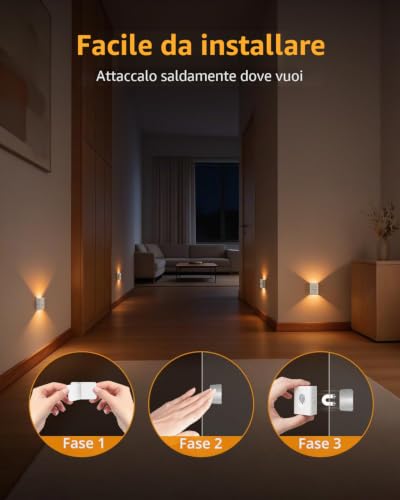 Thumbnail 6 de WILLED Luce Notturna Ricaricabile con Sensore di Movimento – 4 Pezzi, LED, 3 Modalità