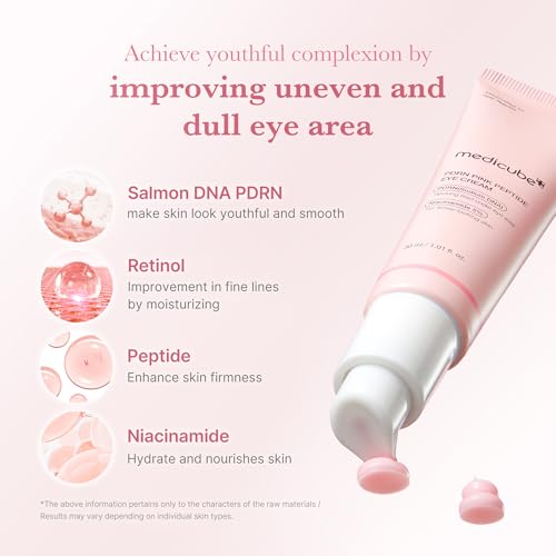 Detalle de medicube Salmon DNA PDRN Pink Peptide Eye Serum con niacinamida y retinol 99% – cuidado de ojos coreano