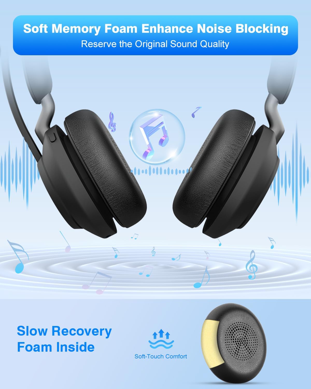 Thumbnail 3 de Link Dream Replacement Earpads for Jabra Evolve2 65 / Evolve2 40 / Elite 45h (Black) – Soft protein leather cushions