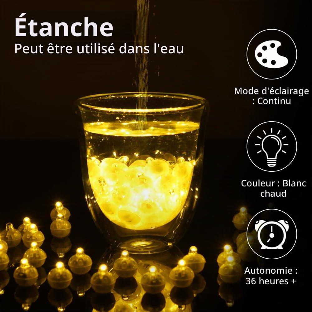 Detalle 2 de AUAUY 4789441 mini-ledlampjes, 120 stuks, rond en warmwit